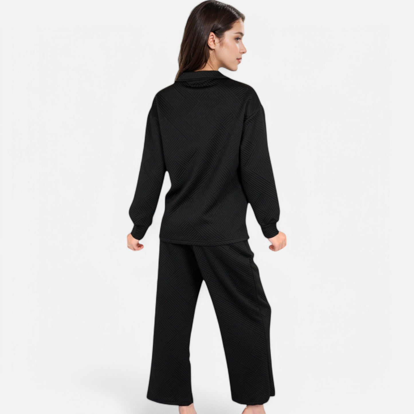 Anna-Kaci Women's Long Sleeve Pullover and Wide Leg Pants Lounge Set