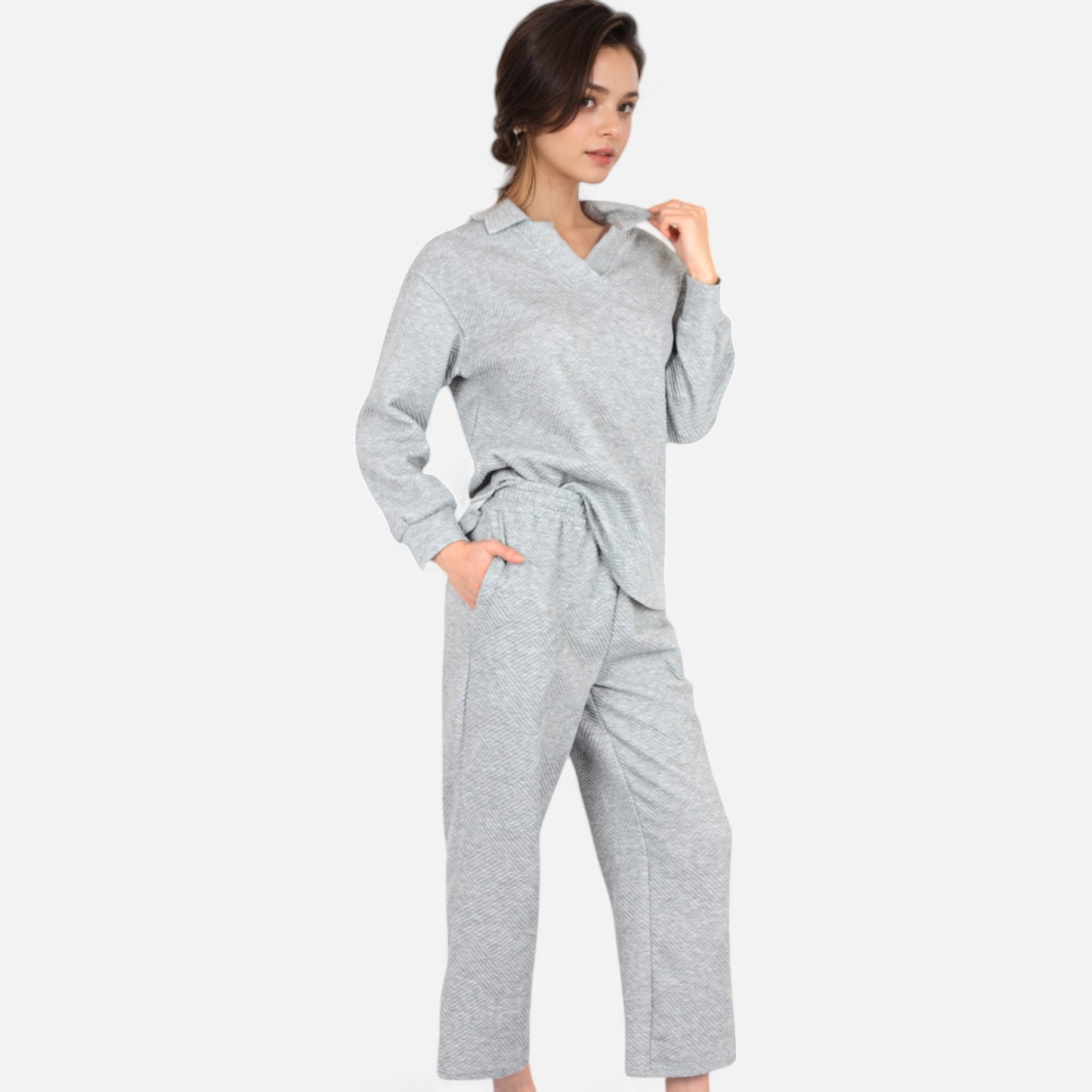 Anna-Kaci Women's Long Sleeve Pullover and Wide Leg Pants Lounge Set