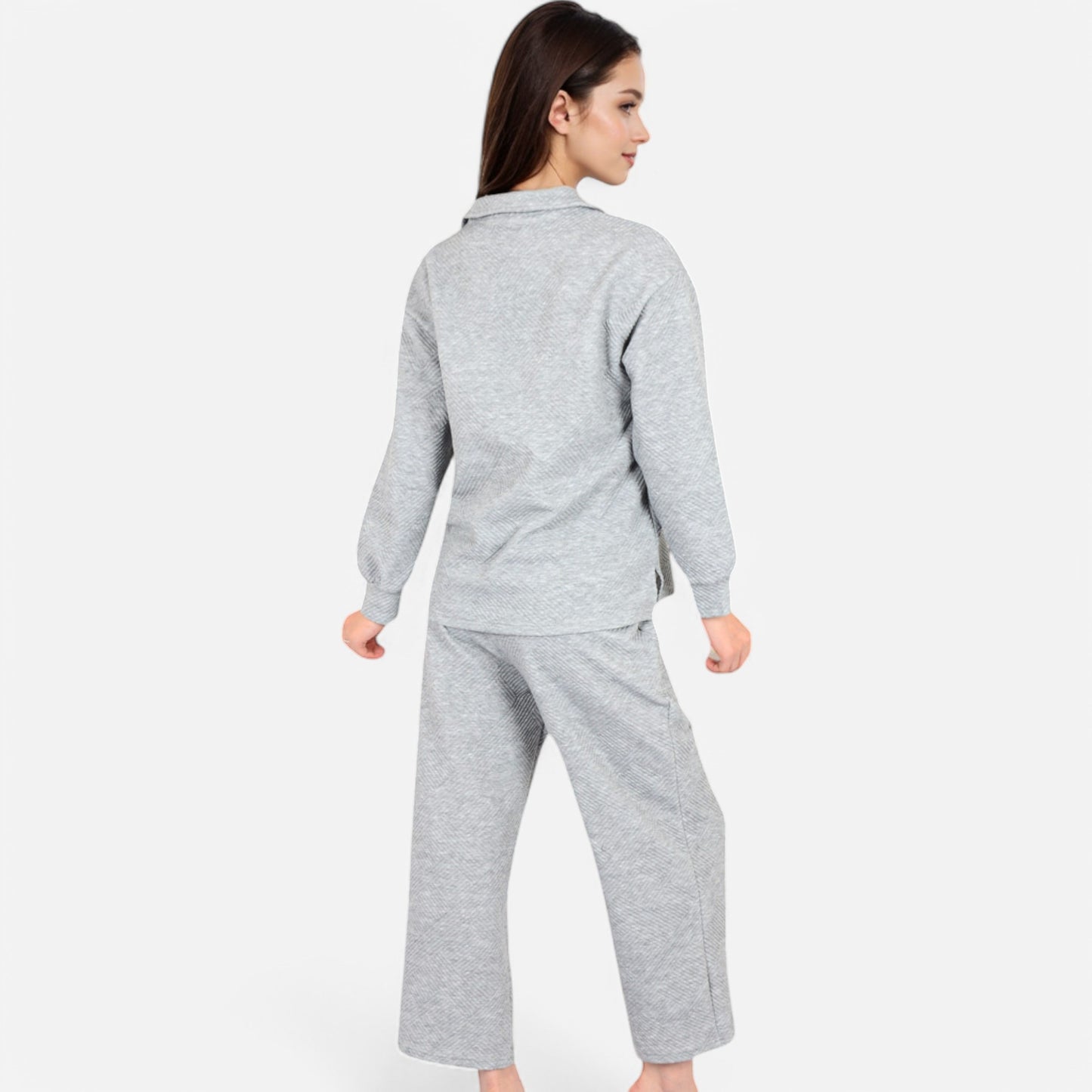 Anna-Kaci Women's Long Sleeve Pullover and Wide Leg Pants Lounge Set