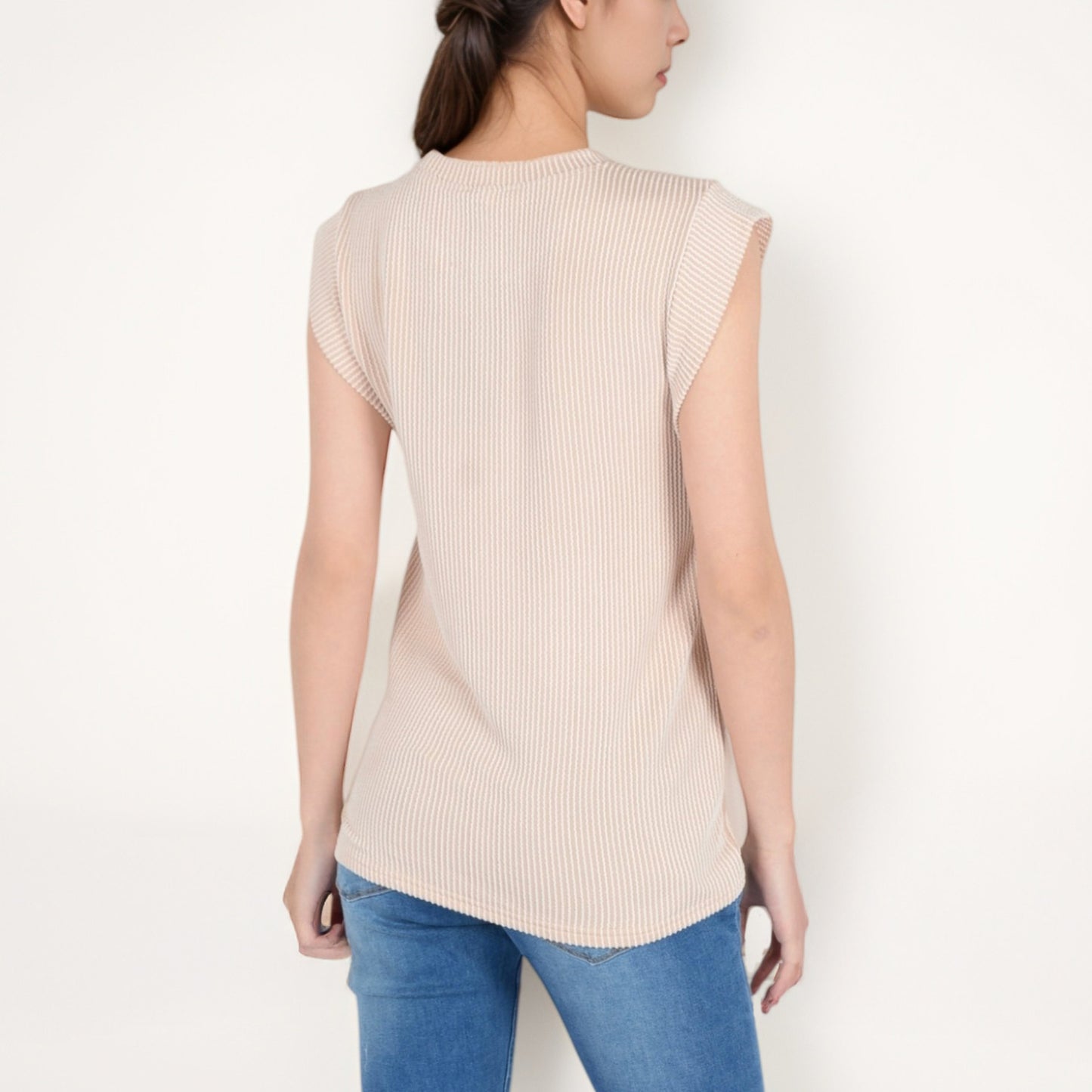 Anna-Kaci Women's Ribbed Knit Sleeveless Top with Shoulder Detail