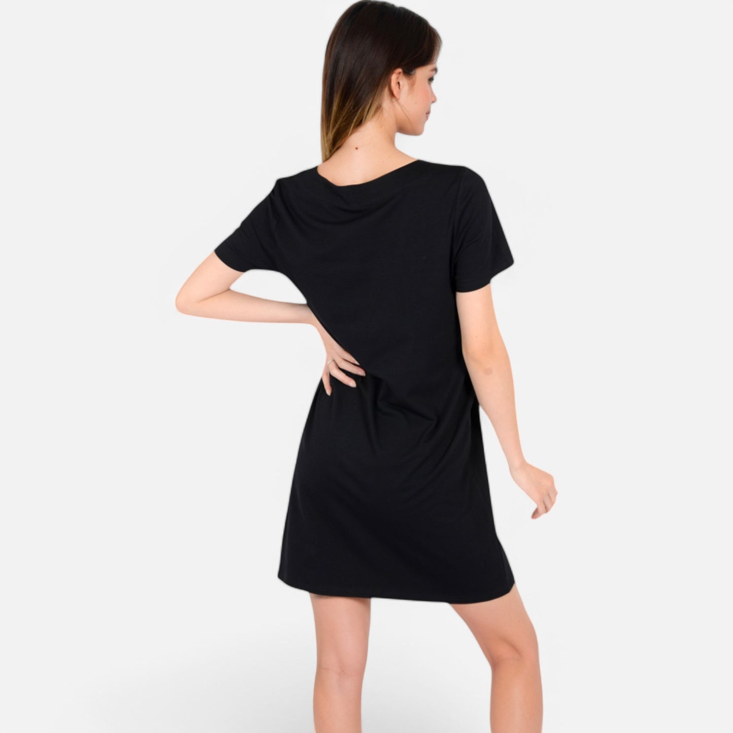 Anna-Kaci Women's Square Neck Short Sleeve Shift Dress with Front Pockets