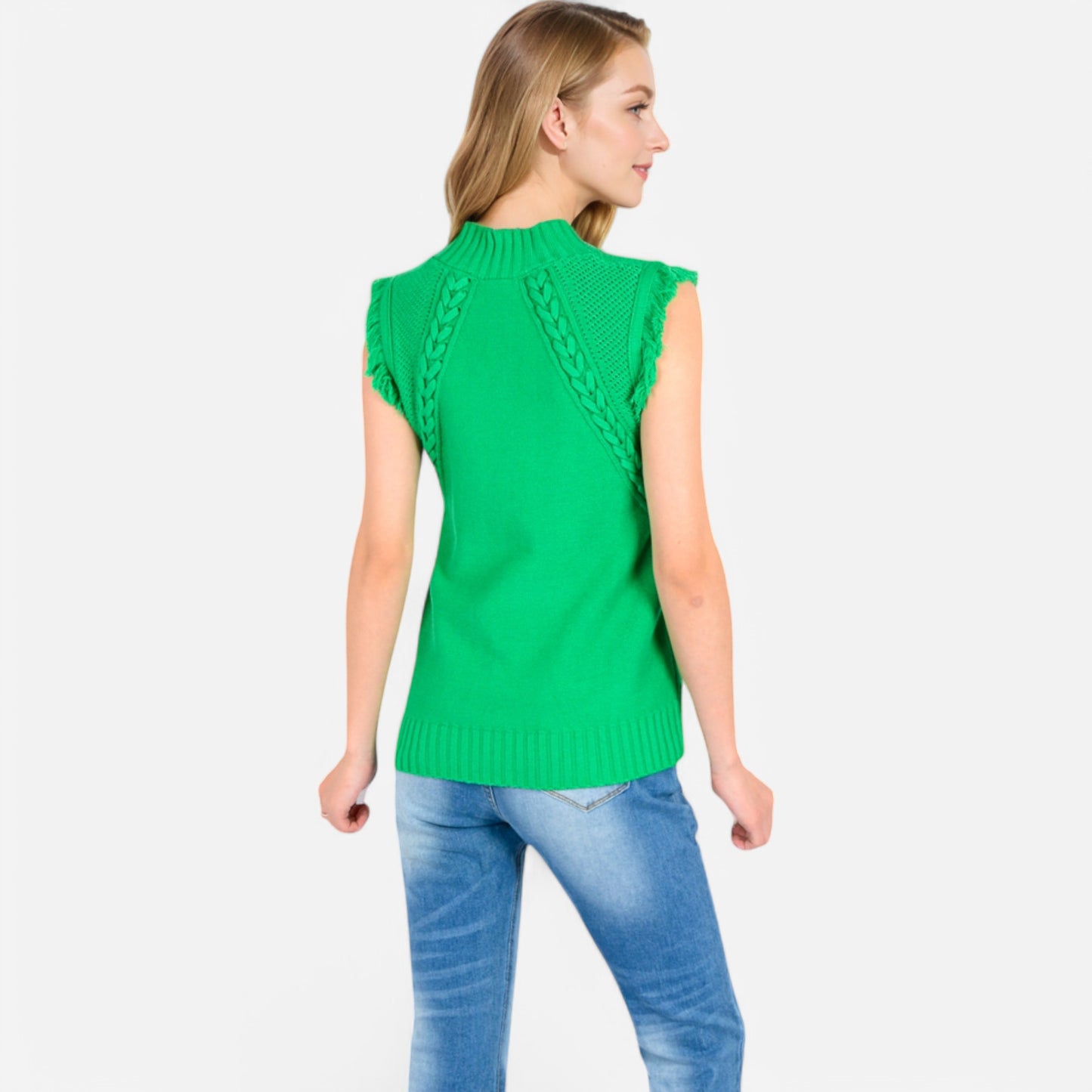 Anna-Kaci Women's Sleeveless Knit Sweater Top with Fringe Shoulder Detail