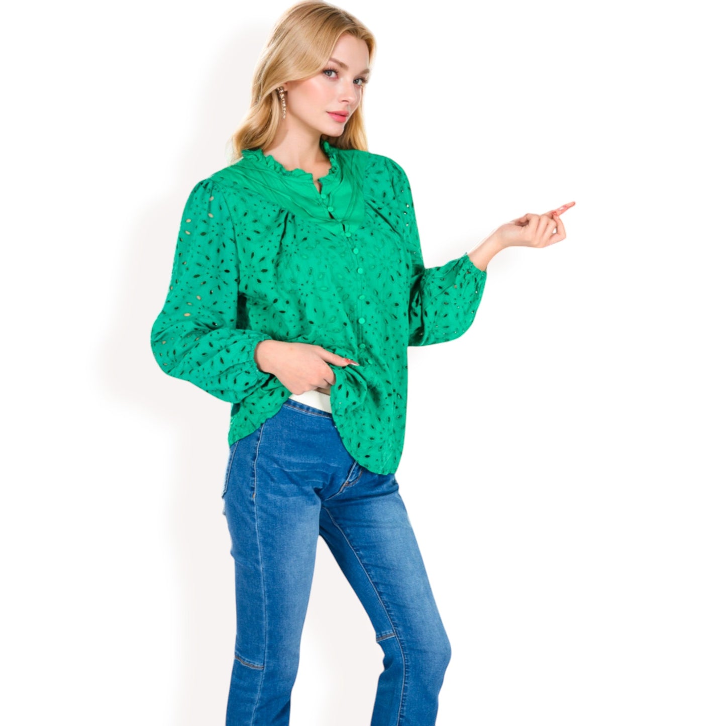 Anna-Kaci Women's Long Sleeve Floral Print Blouse with Ruffled High Neck