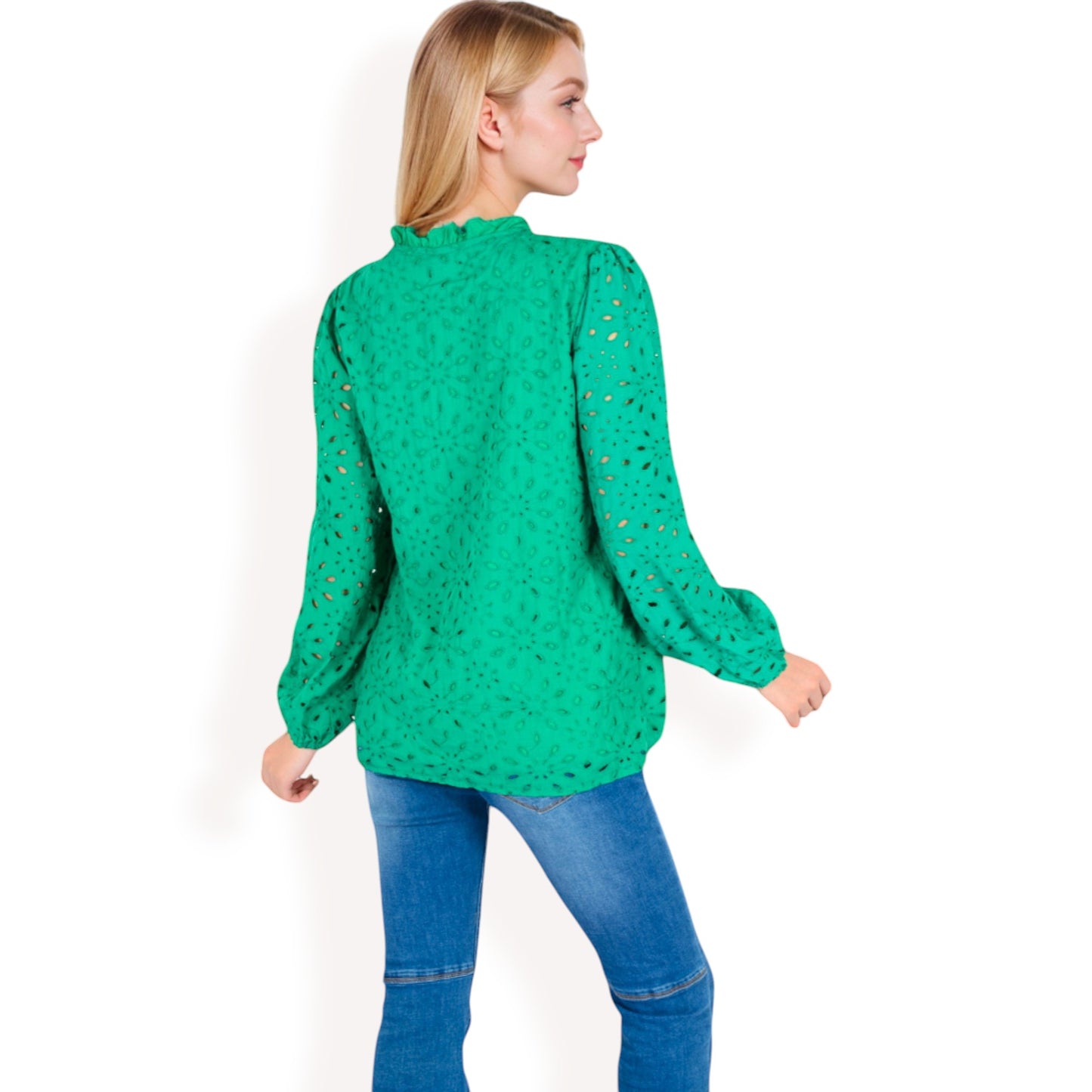 Anna-Kaci Women's Long Sleeve Floral Print Blouse with Ruffled High Neck