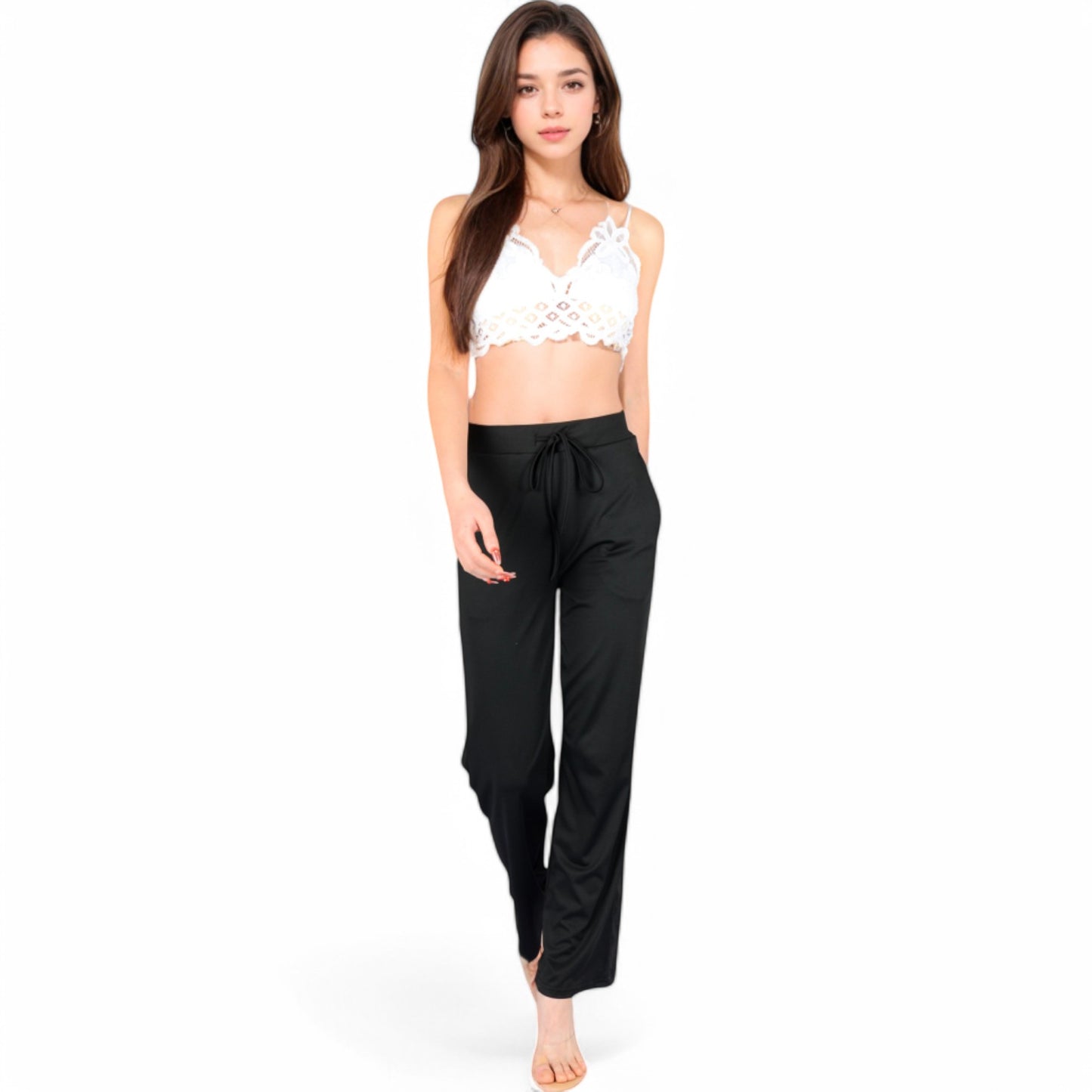 Anna-Kaci Women's High Waist Wide Leg Lounge Pants with Drawstring