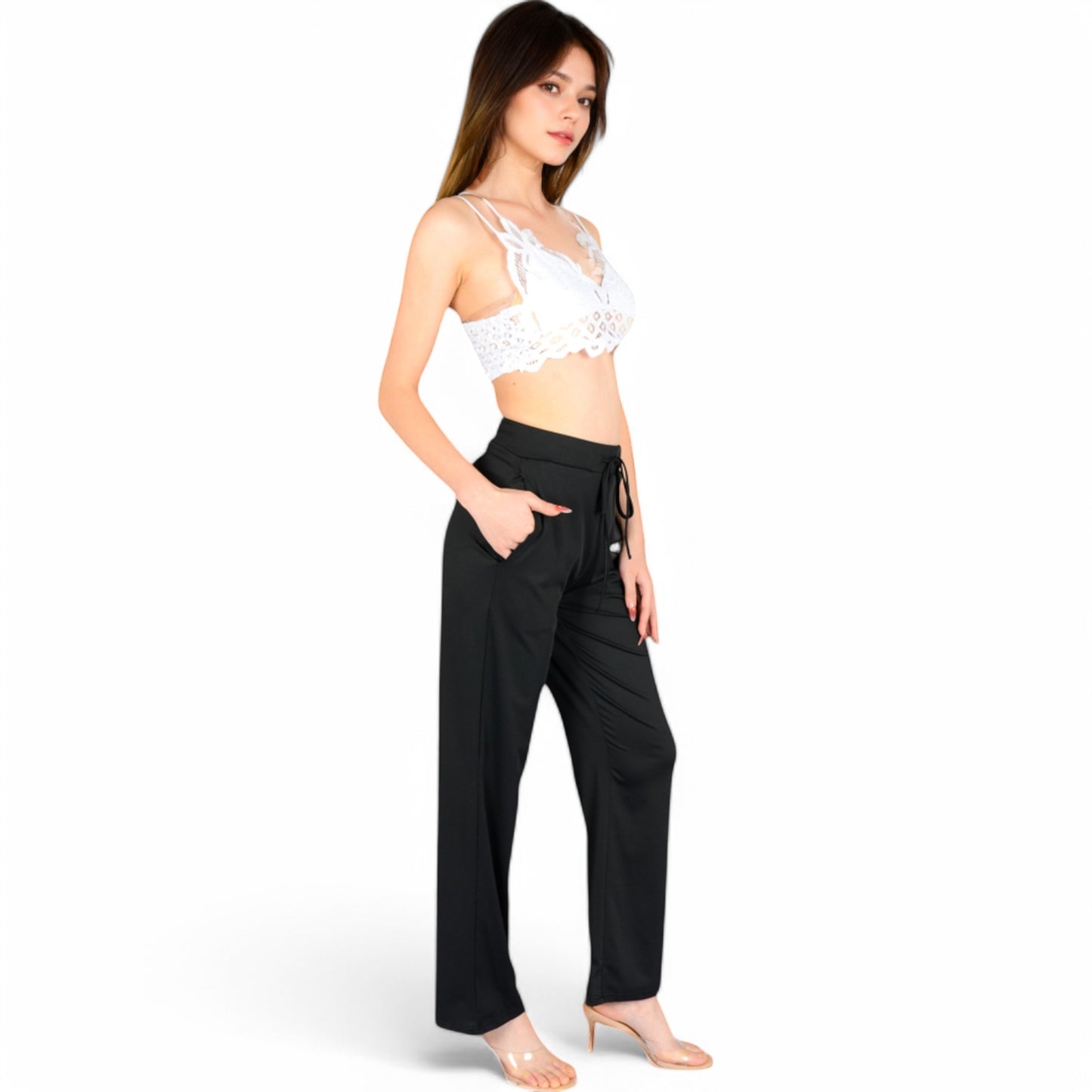 Anna-Kaci Women's High Waist Wide Leg Lounge Pants with Drawstring