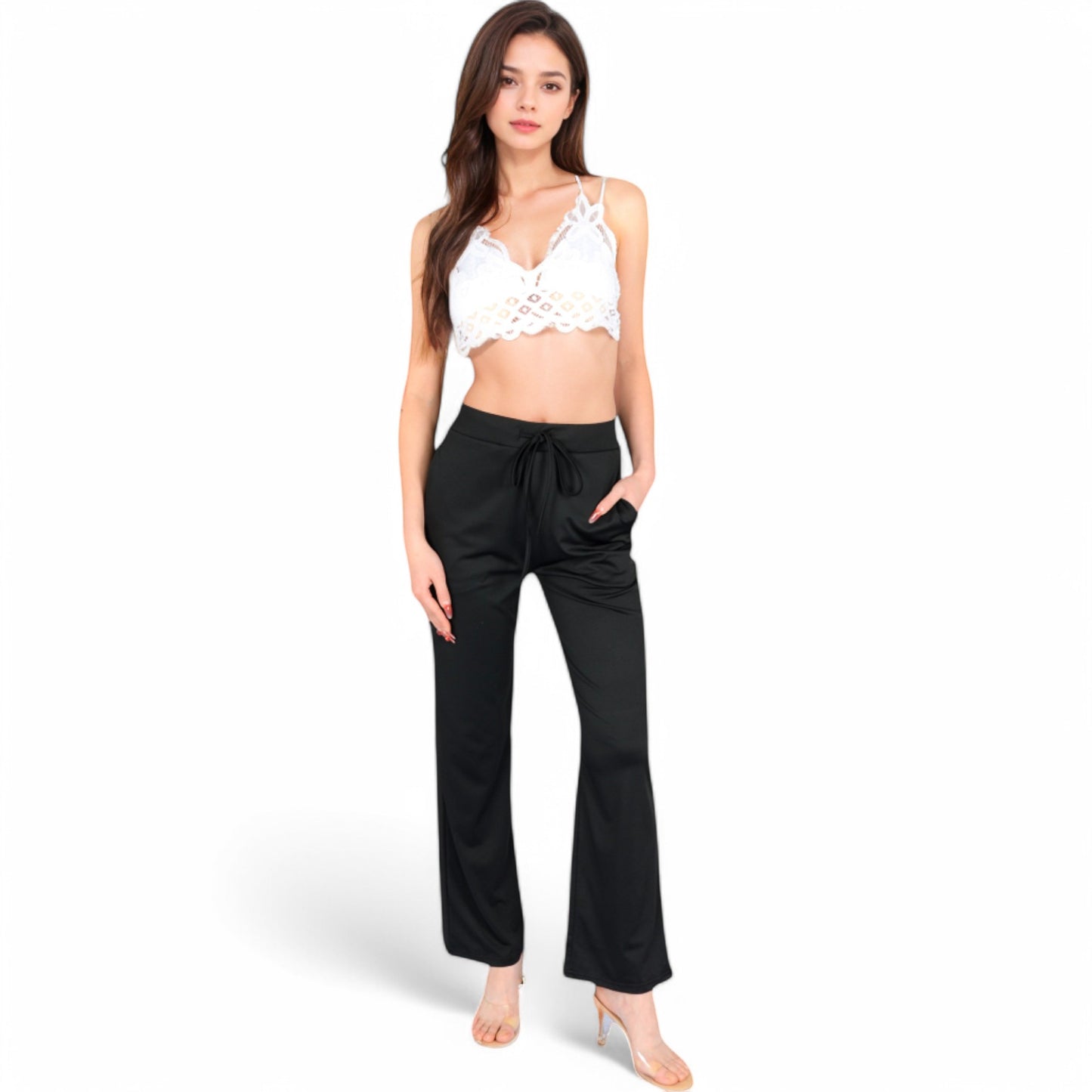 Anna-Kaci Women's High Waist Wide Leg Lounge Pants with Drawstring