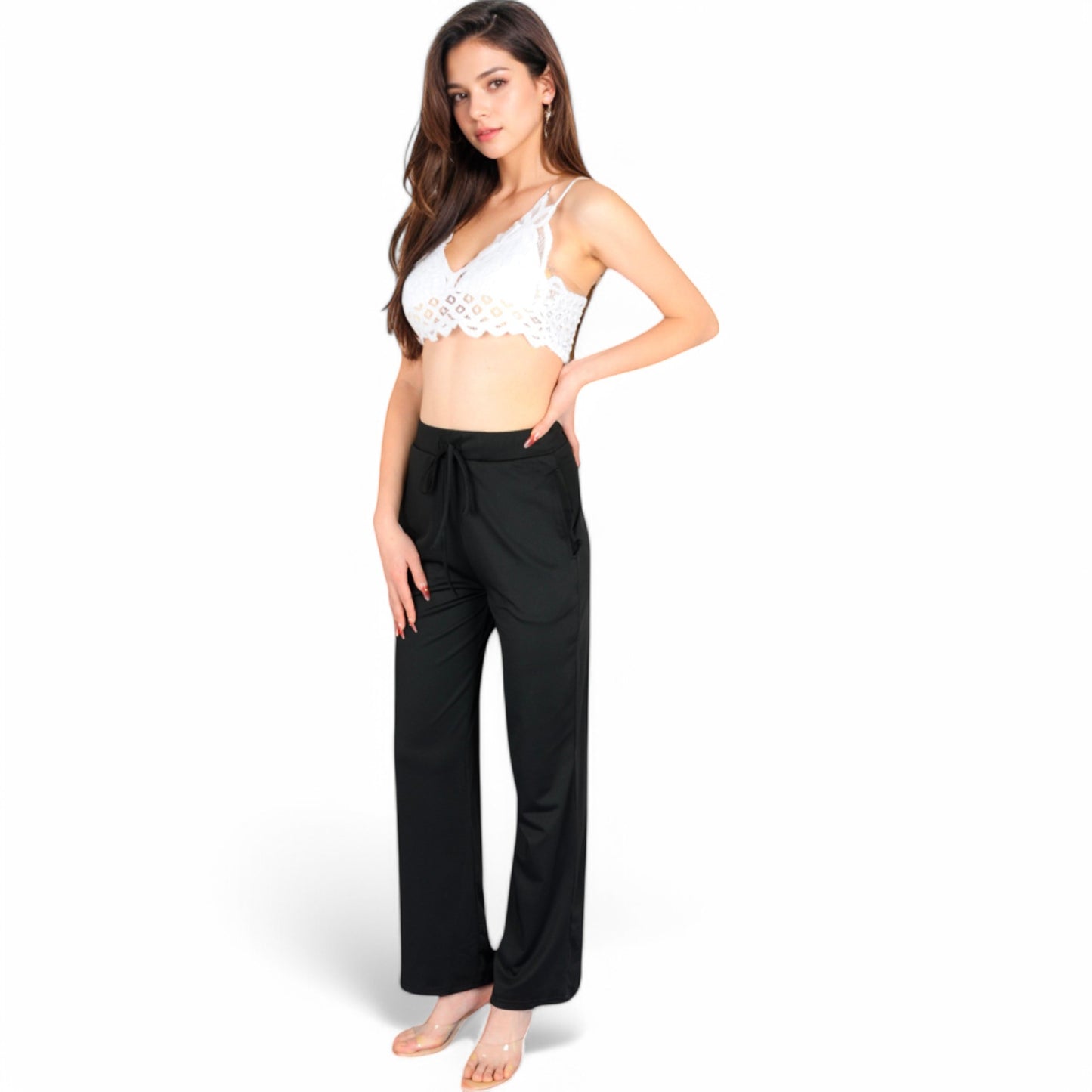 Anna-Kaci Women's High Waist Wide Leg Lounge Pants with Drawstring