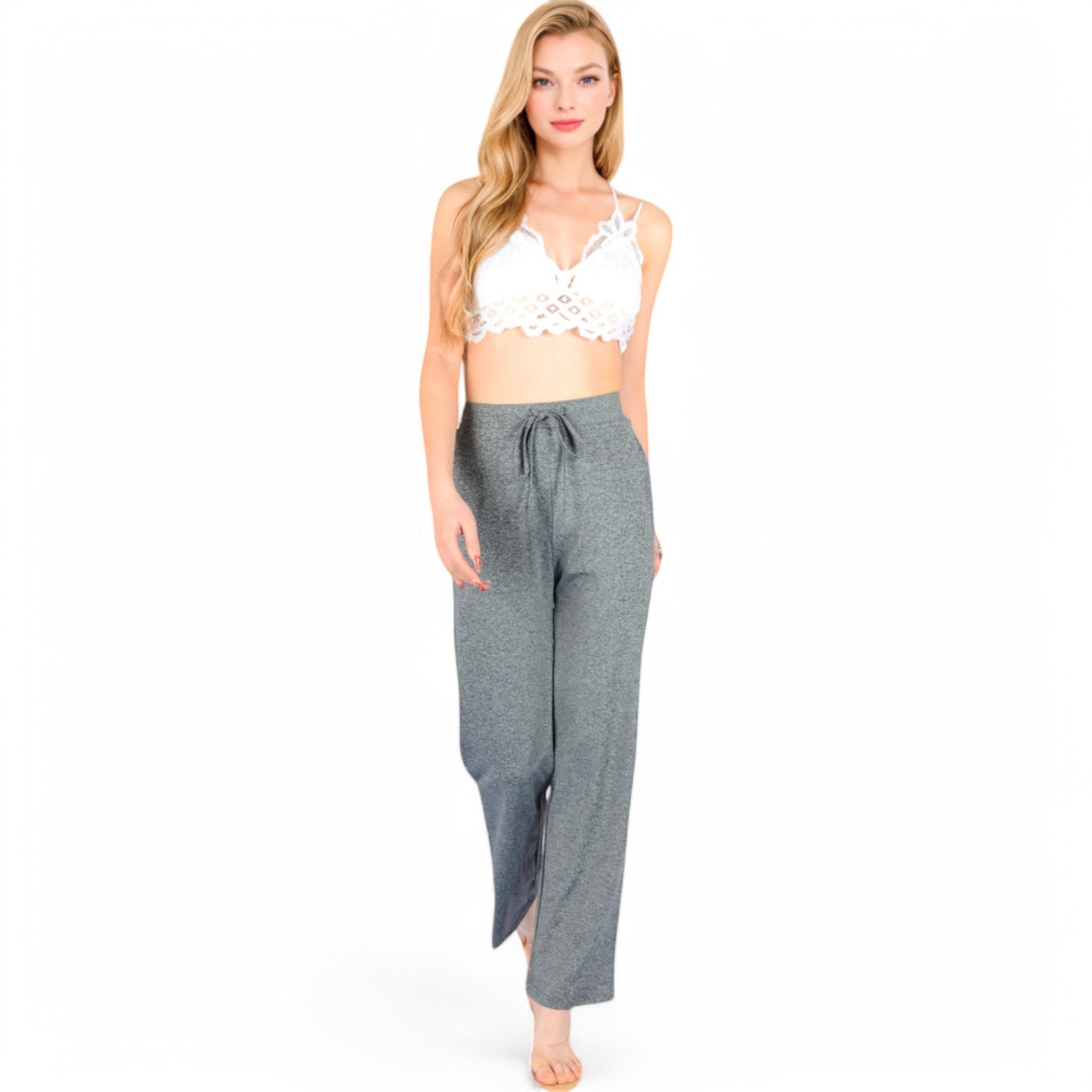 Anna-Kaci Women's High Waist Wide Leg Lounge Pants with Drawstring