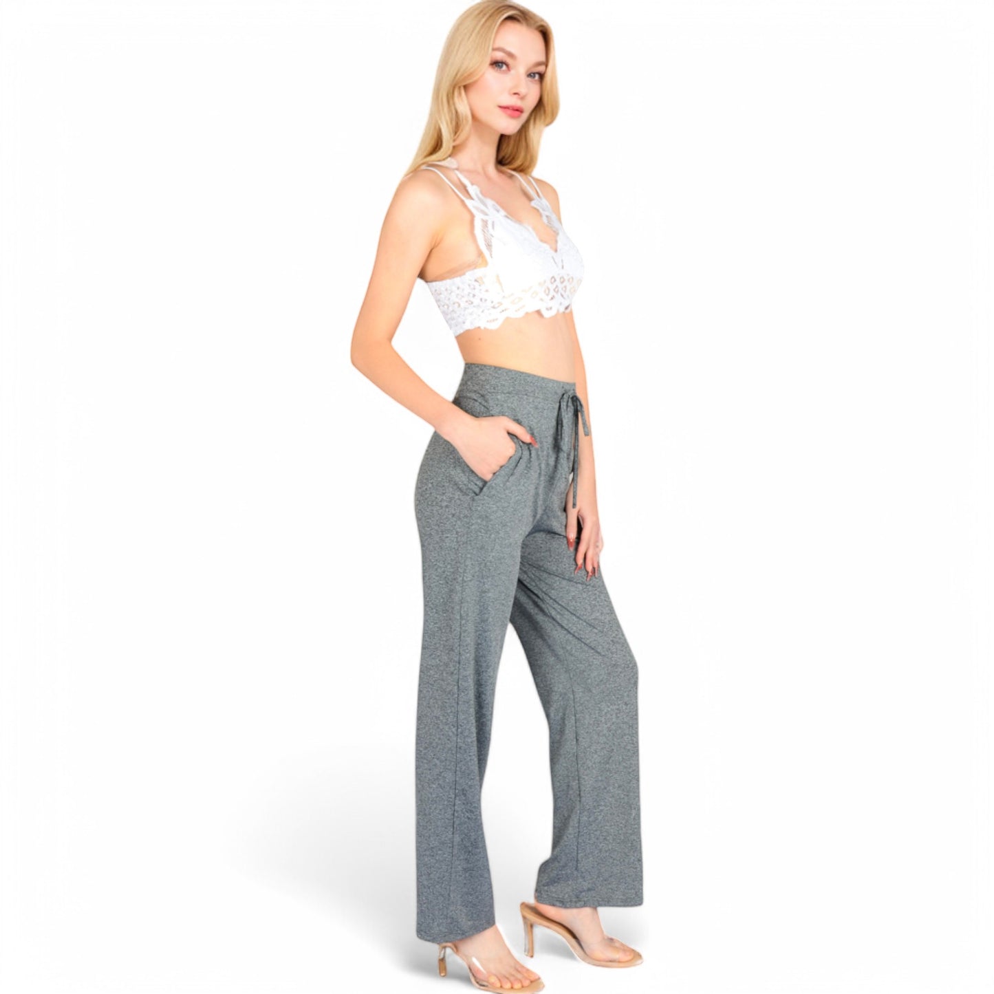 Anna-Kaci Women's High Waist Wide Leg Lounge Pants with Drawstring