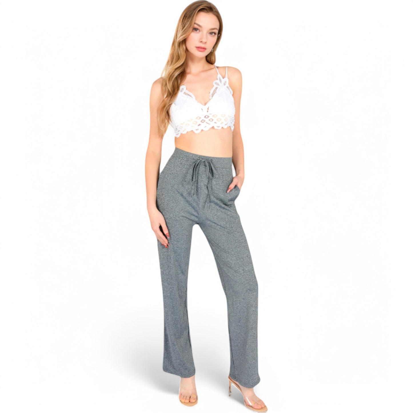 Anna-Kaci Women's High Waist Wide Leg Lounge Pants with Drawstring