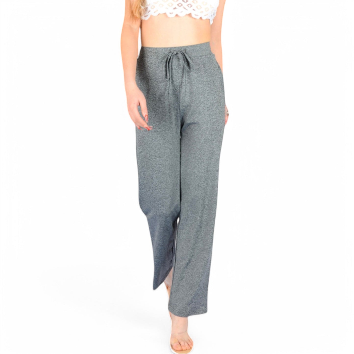 Anna-Kaci Women's High Waist Wide Leg Lounge Pants with Drawstring