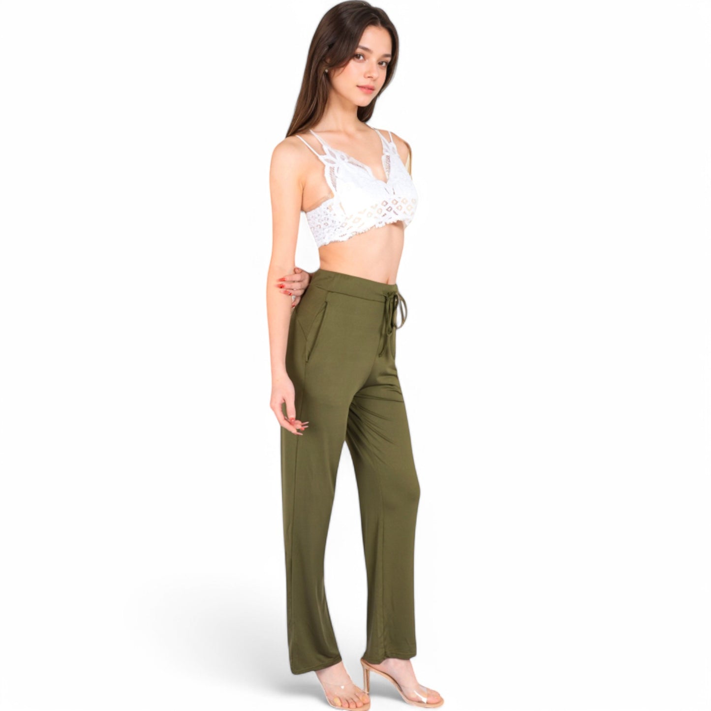 Anna-Kaci Women's High Waist Wide Leg Lounge Pants with Drawstring
