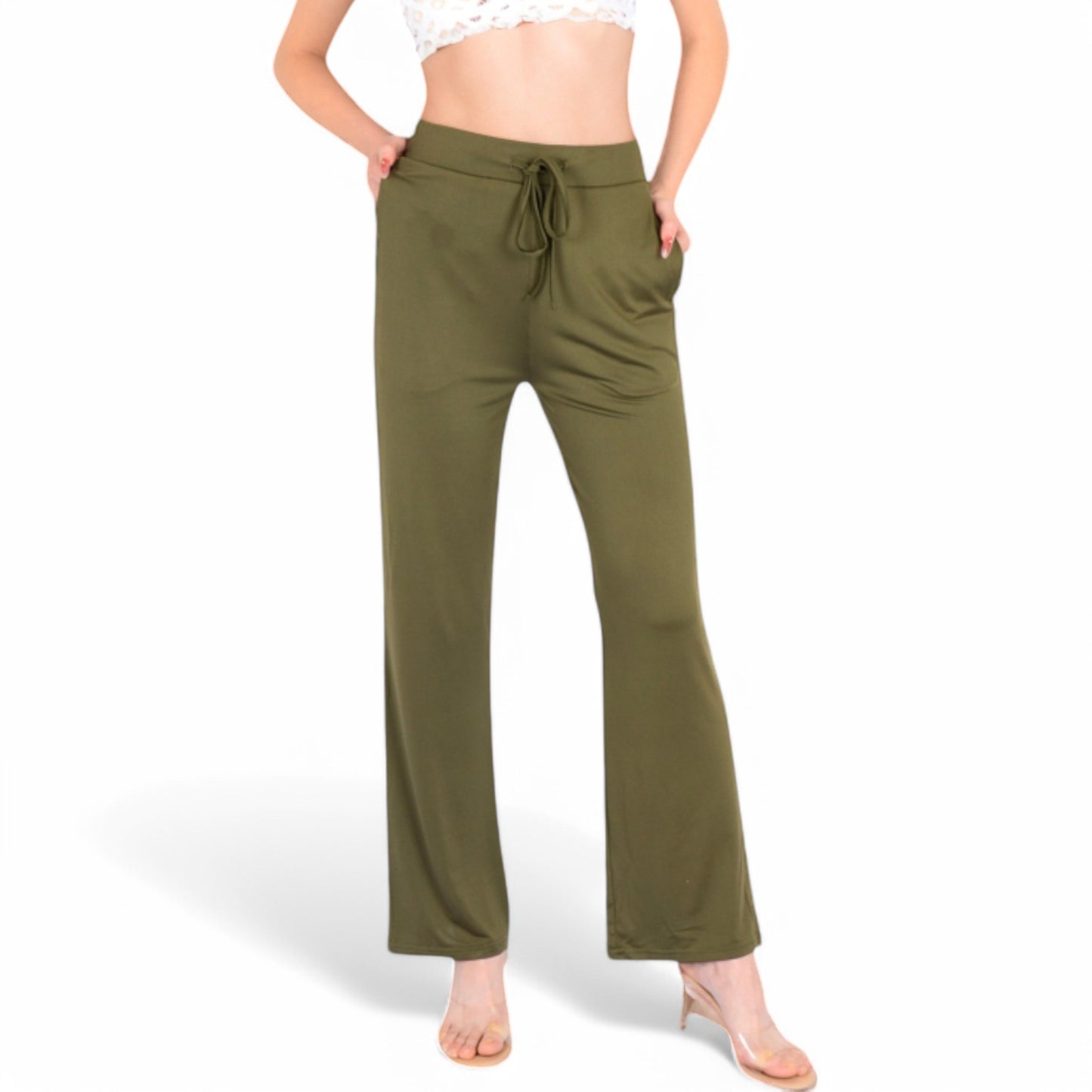Anna-Kaci Women's High Waist Wide Leg Lounge Pants with Drawstring