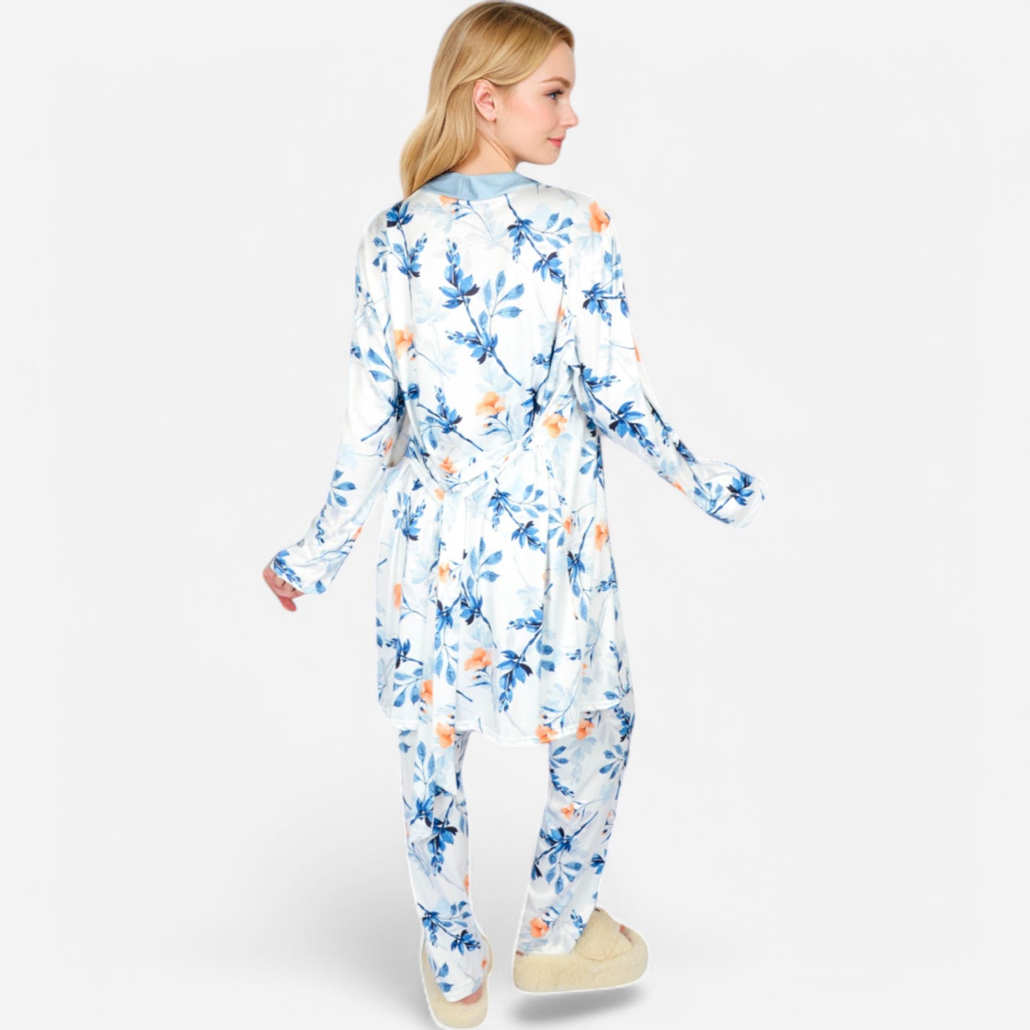 Anna-Kaci Lounge Women's Floral Print 3-Piece Pajama Set with Long Cardigan