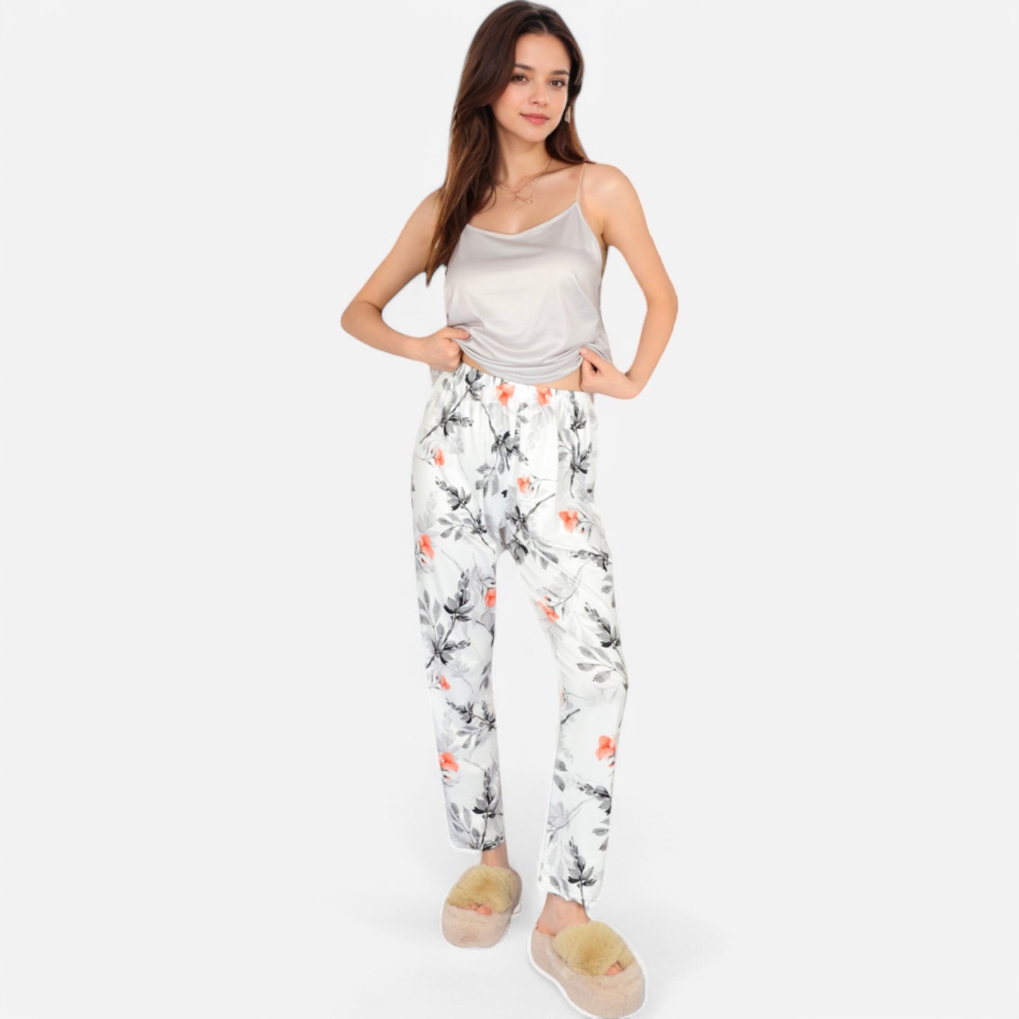 Anna-Kaci Lounge Women's Floral Print 3-Piece Pajama Set with Long Cardigan