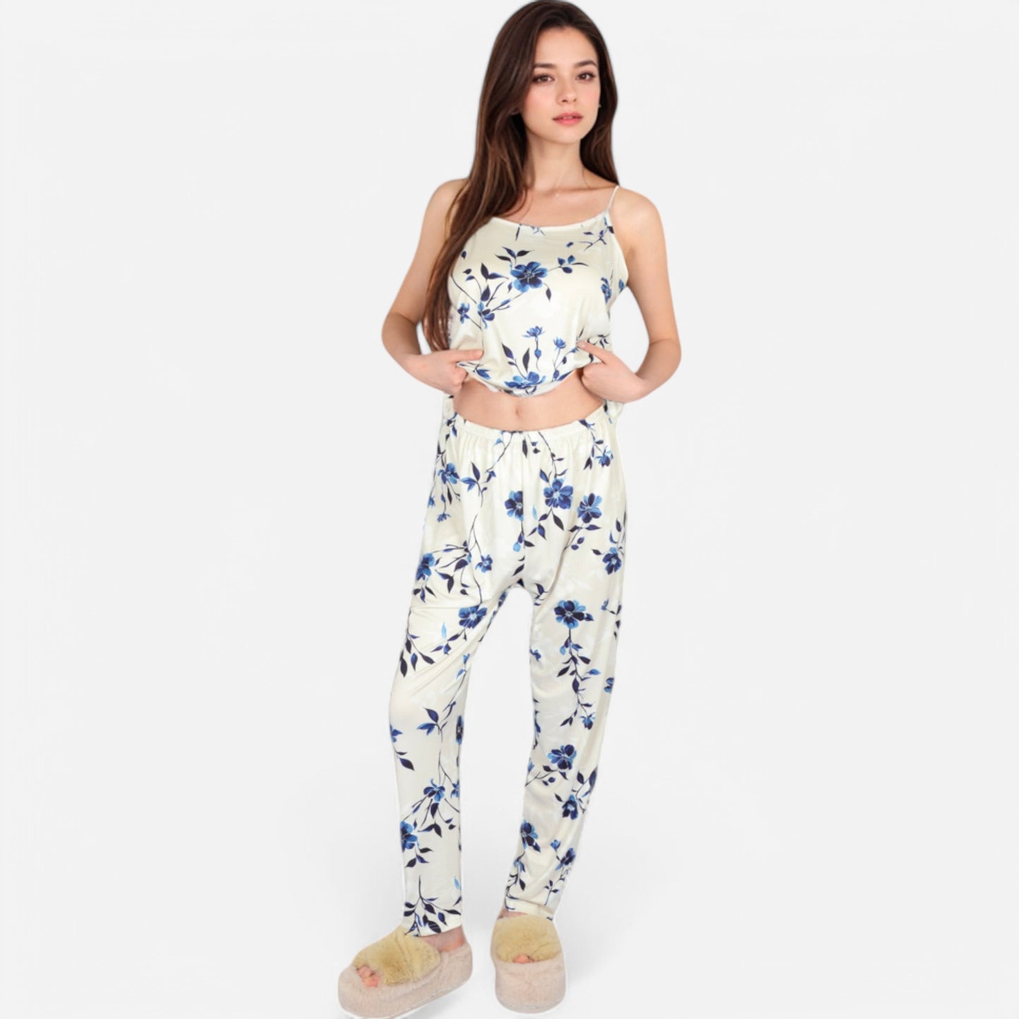 Anna-Kaci Lounge Women's Floral Print 3-Piece Pajama Set with Long Cardigan and Elastic Waist Pants