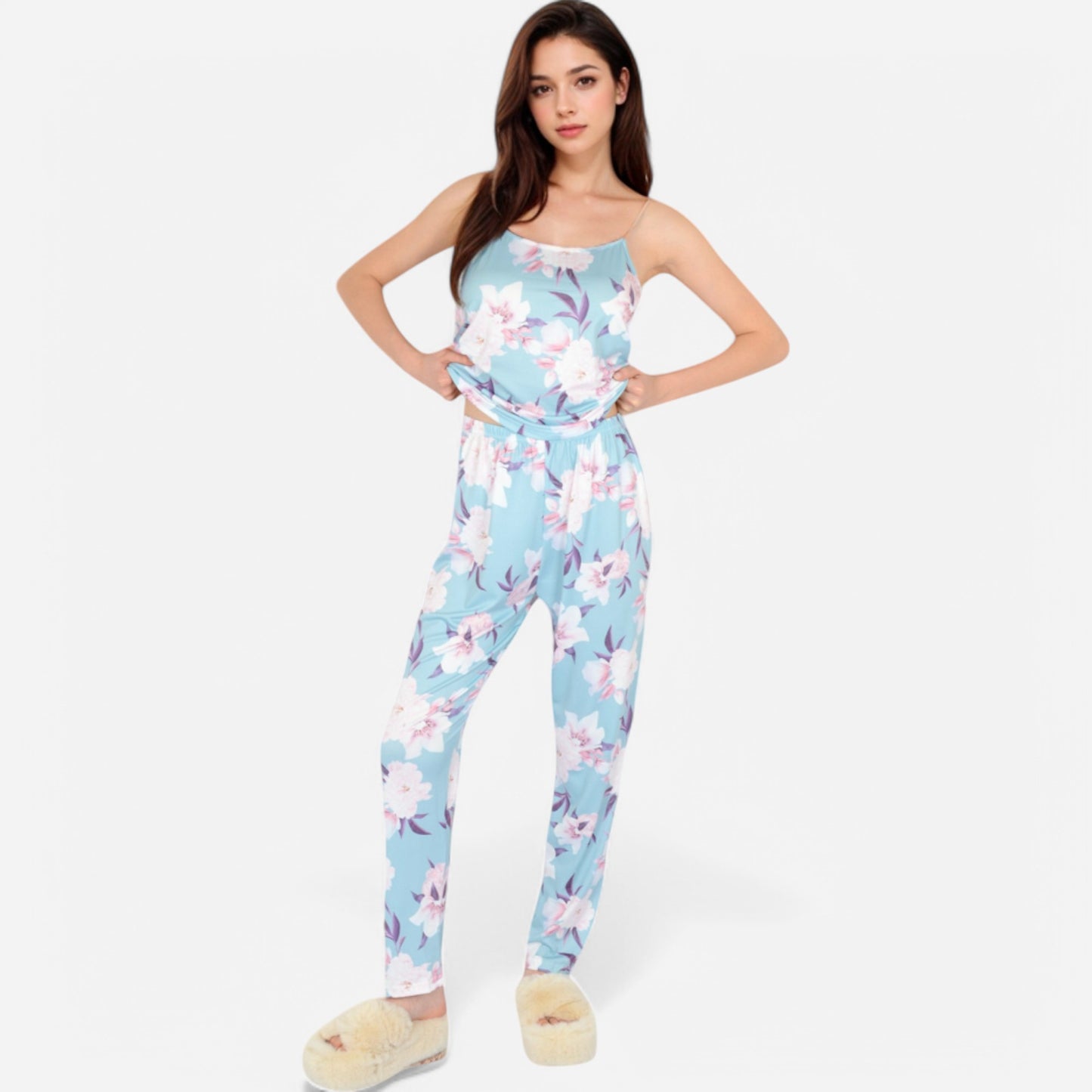 Anna-Kaci Lounge Women's Floral Print 3-Piece Pajama Set with Long Cardigan and Elastic Waist Pants