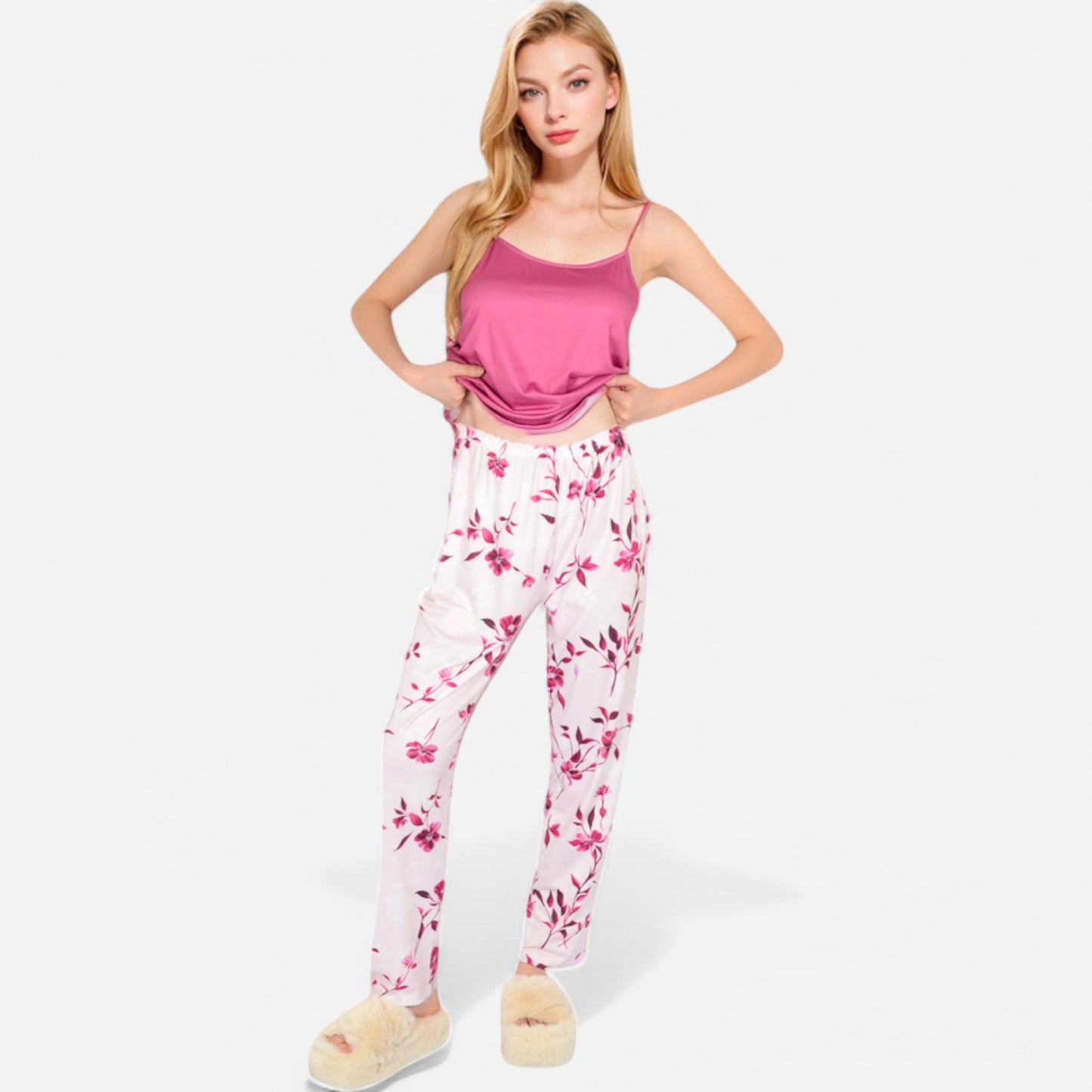 Anna-Kaci Lounge Women's Floral Print 3-Piece Pajama Set with Long Cardigan and Elastic Waist Pants