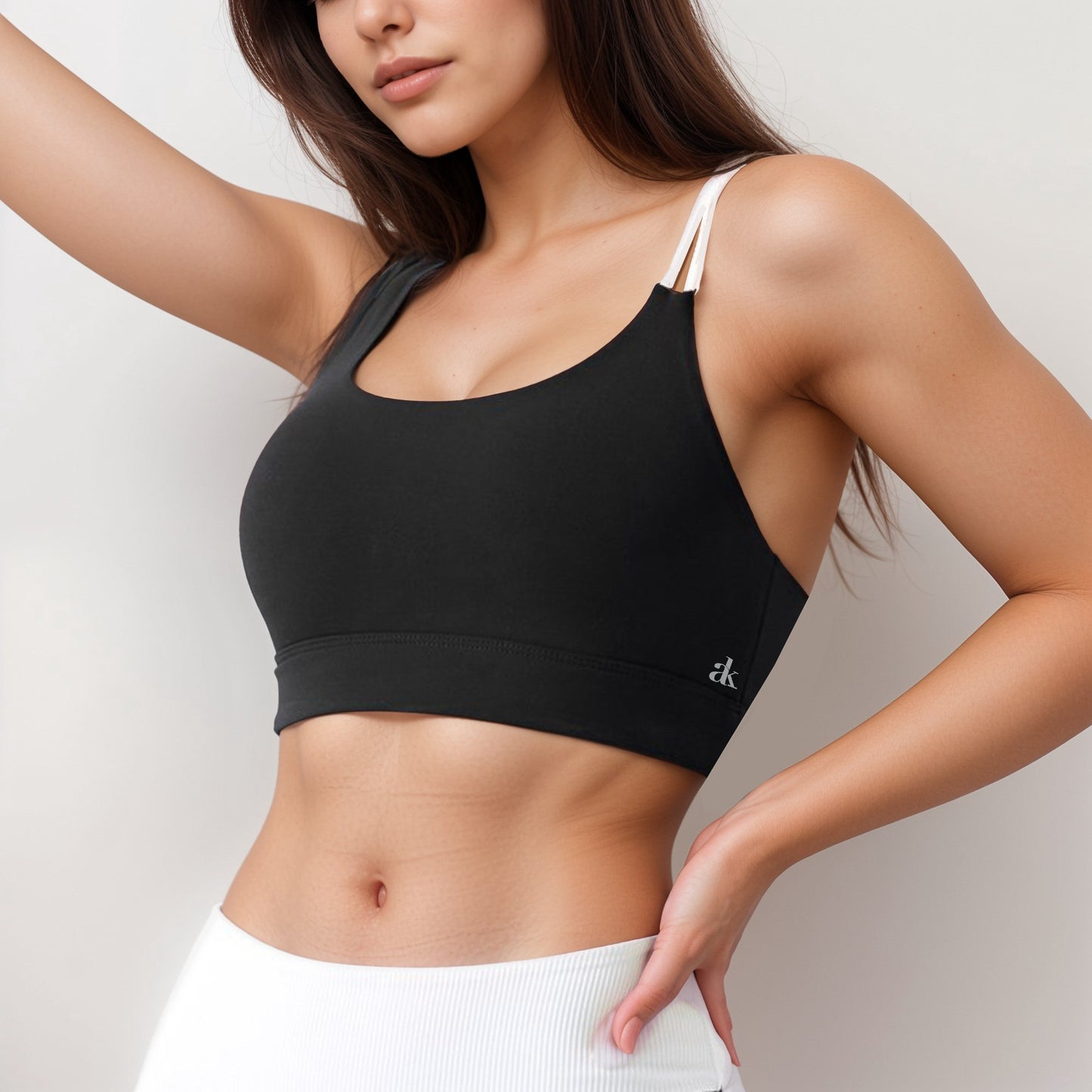 Anna-Kaci Women's Scoop Neck Sports Bra with Double Strap Design