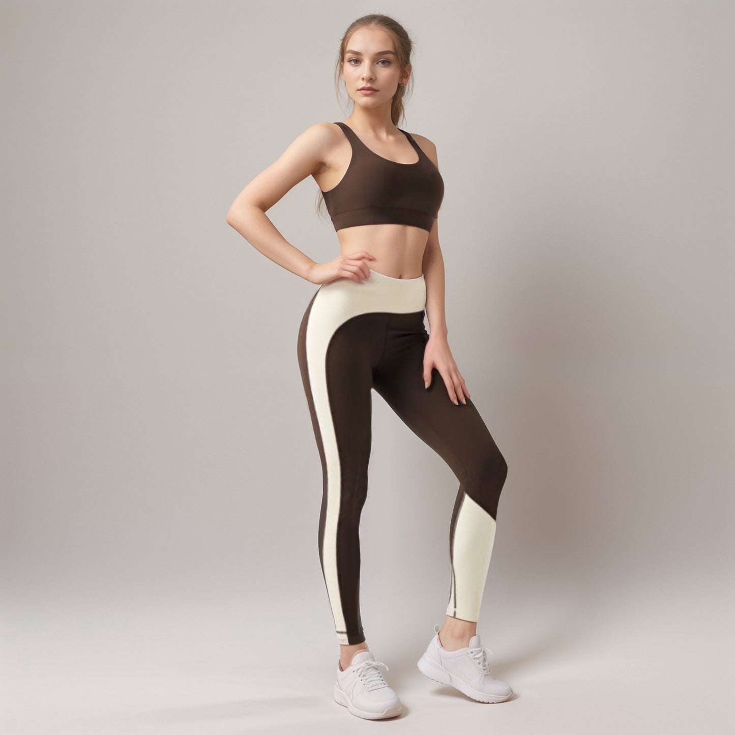 Anna-Kaci Women's Scoop Neck Sports Bra with Double Strap Design