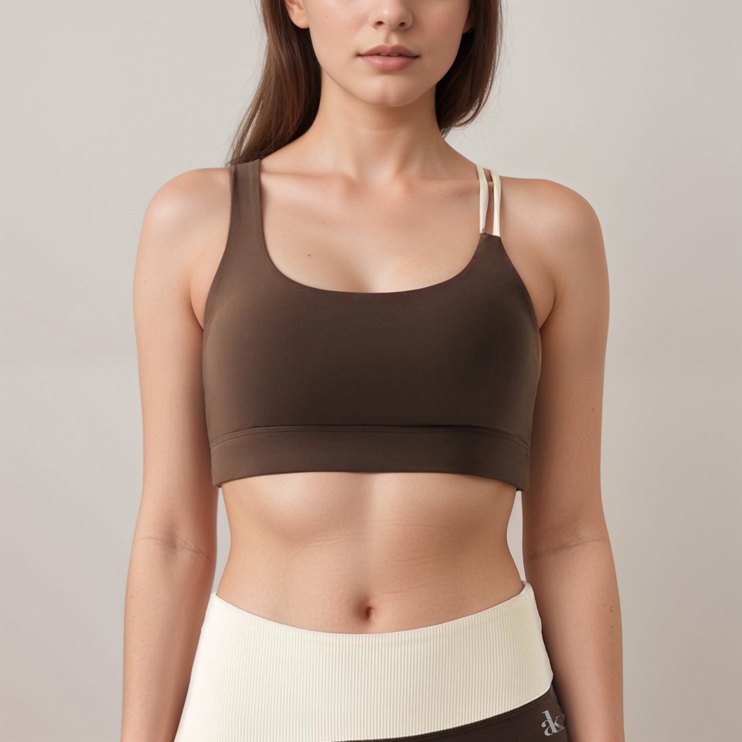 Anna-Kaci Women's Scoop Neck Sports Bra with Double Strap Design