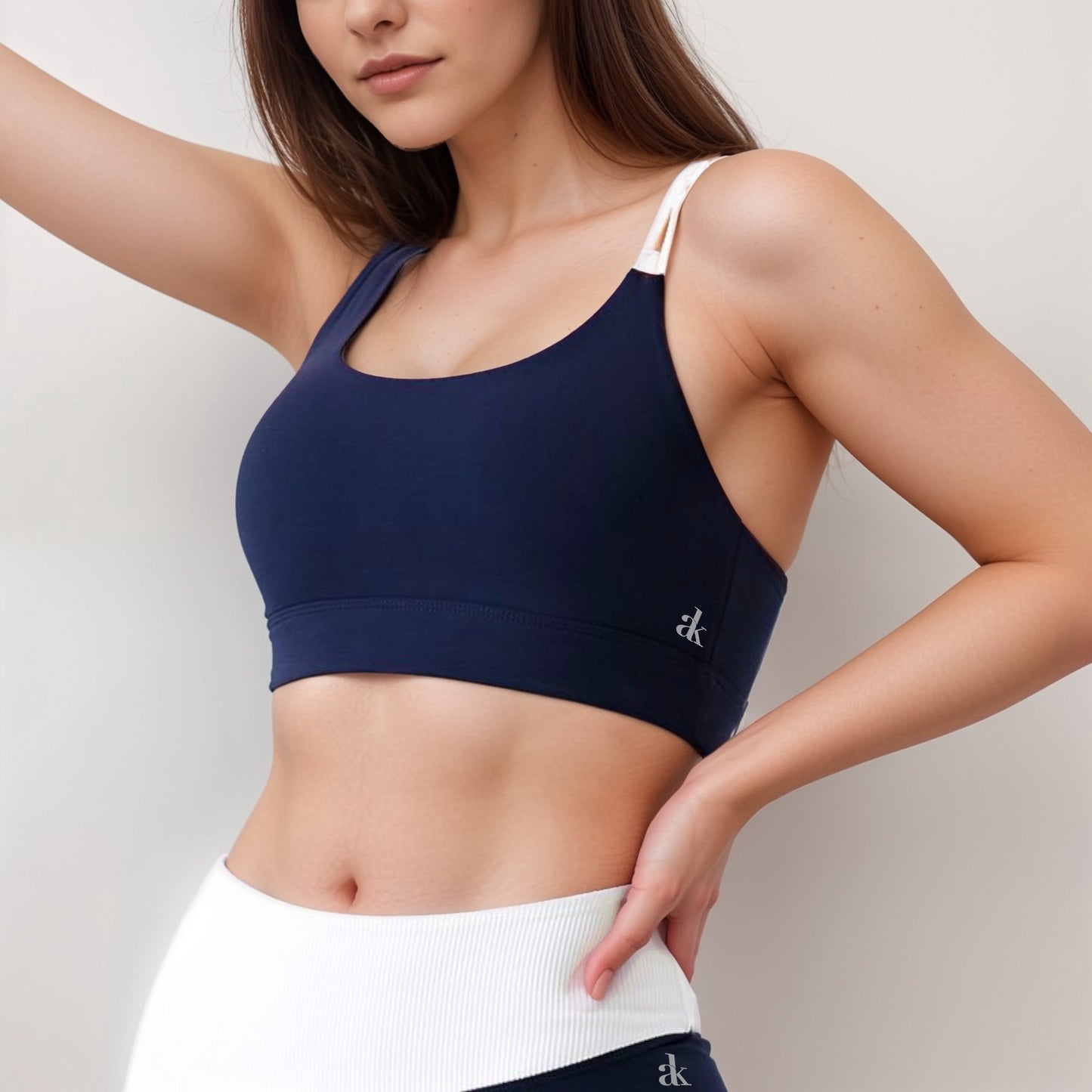 Anna-Kaci Women's Scoop Neck Sports Bra with Double Strap Design