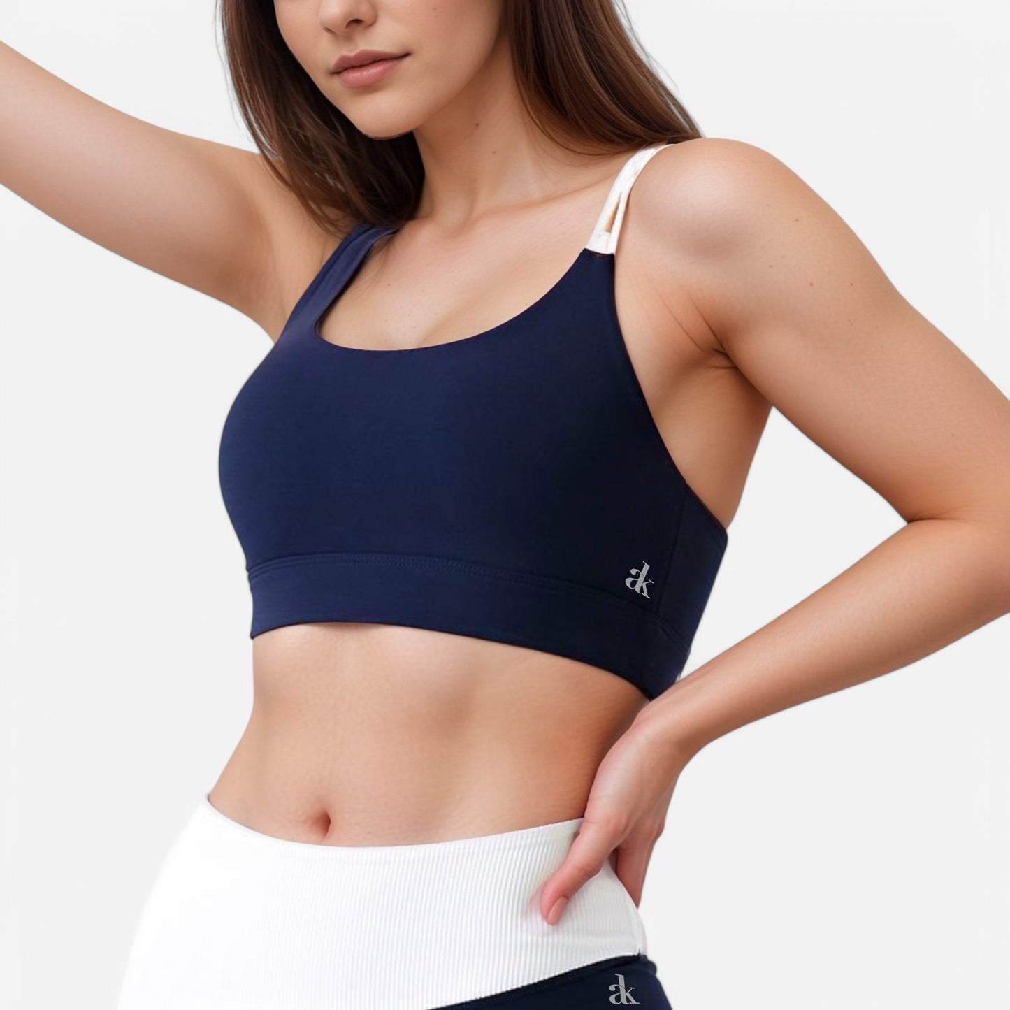 Anna-Kaci Women's Scoop Neck Sports Bra with Double Strap Design