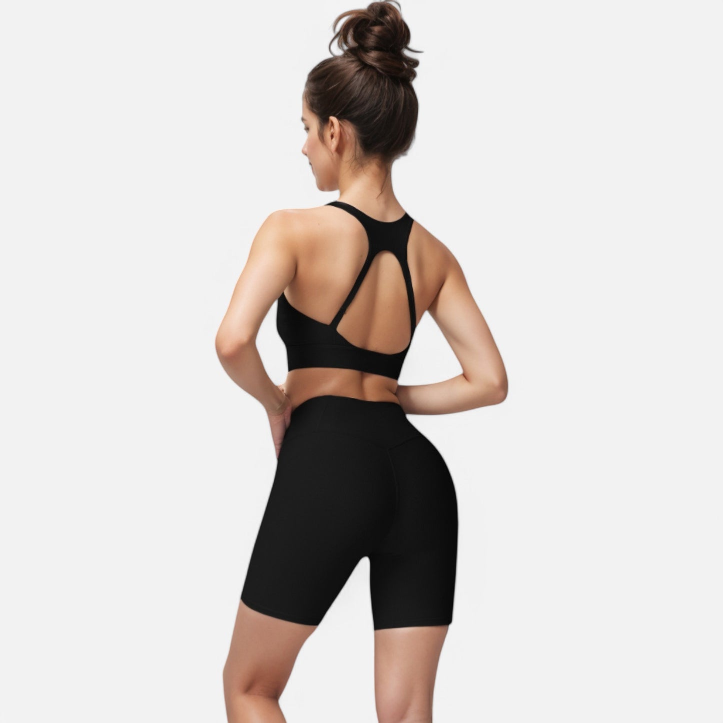 Anna-Kaci Women's Ribbed Scoop Neck Sports Bra with Wide Straps
