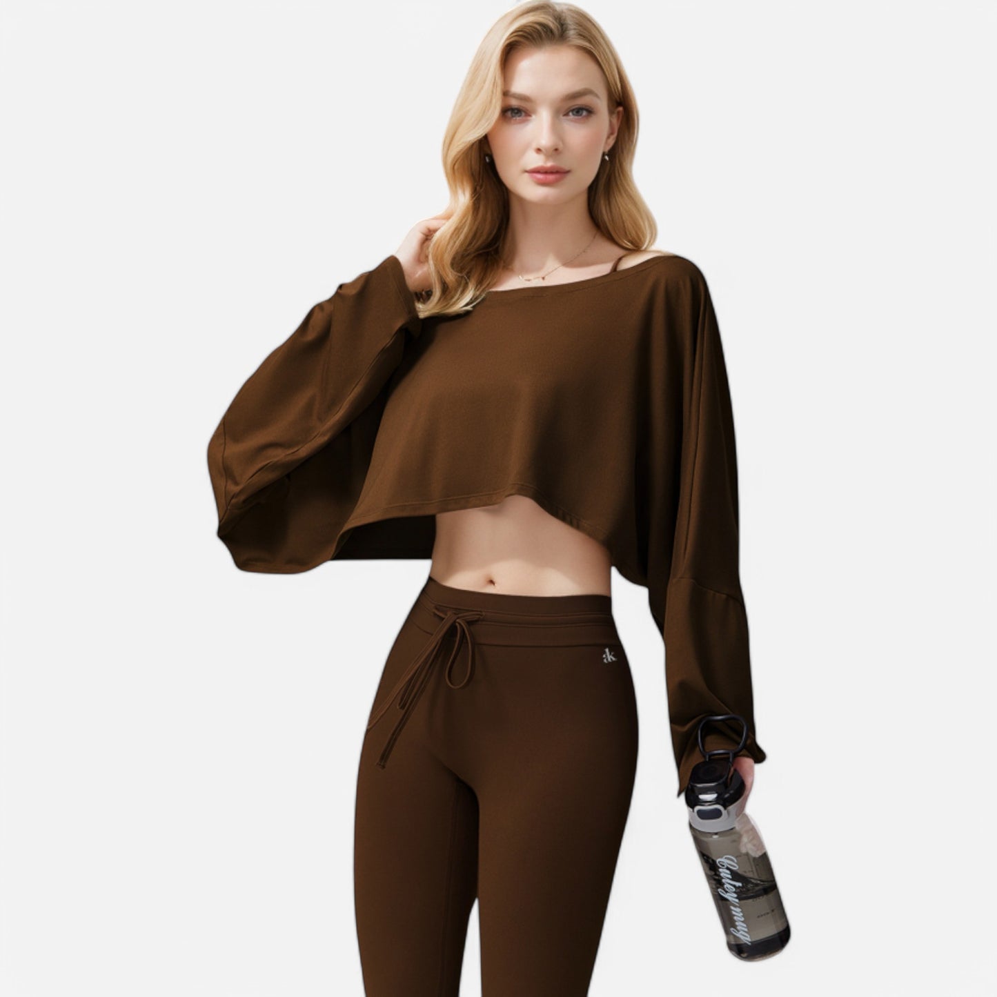 Anna-Kaci Women's Cropped Long Sleeve Pullover with Wide Boat Neck