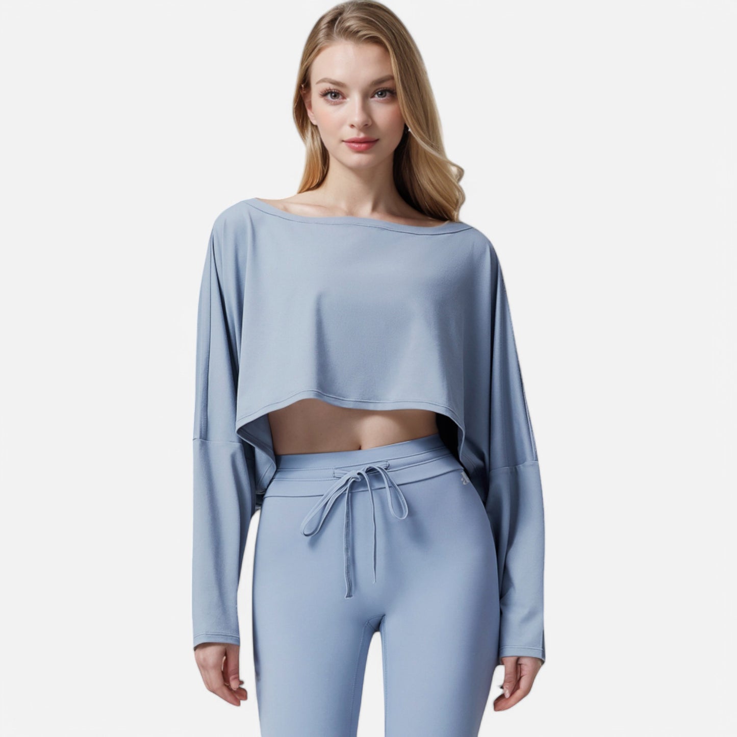 Anna-Kaci Women's Cropped Long Sleeve Pullover with Wide Boat Neck