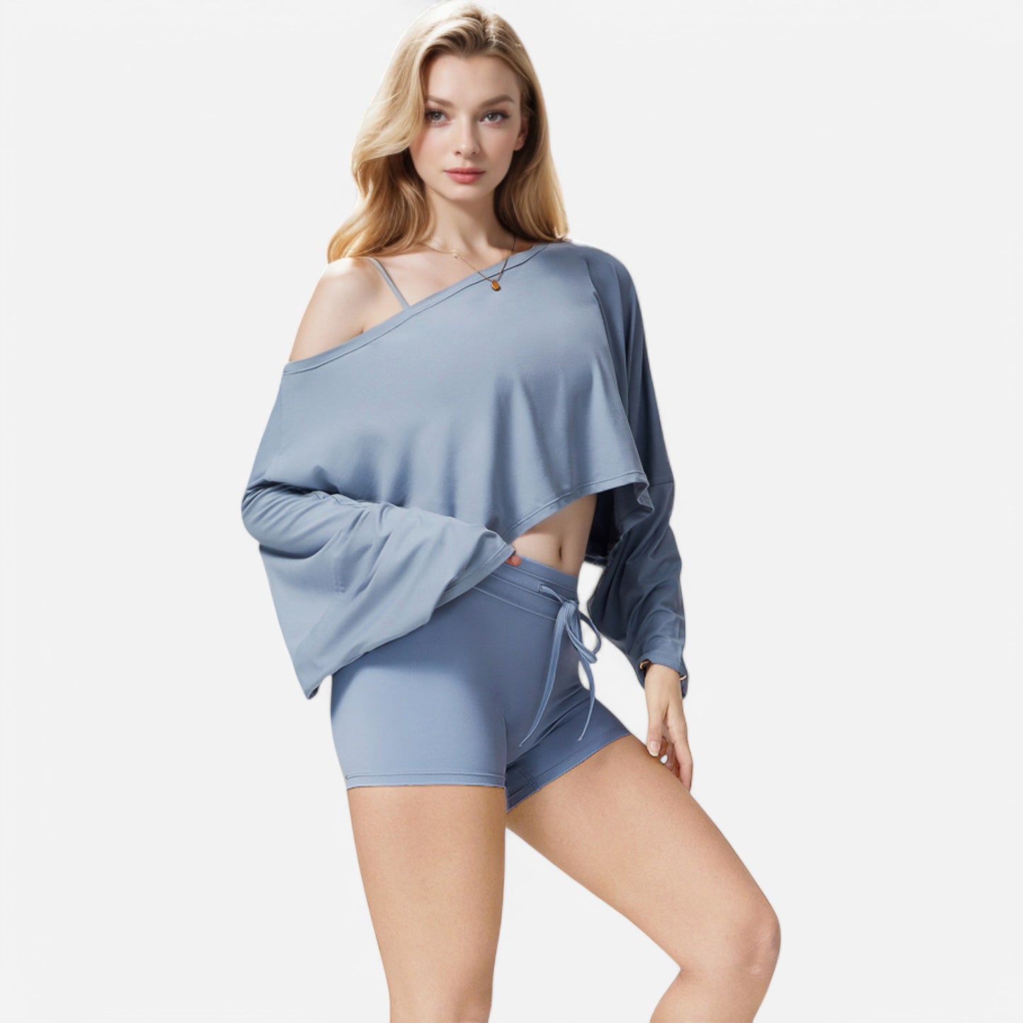 Anna-Kaci Women's Cropped Long Sleeve Pullover with Wide Boat Neck