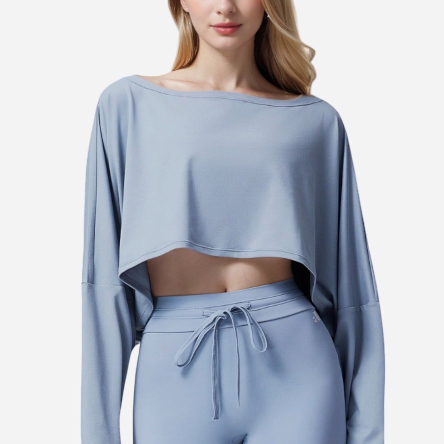 Anna-Kaci Women's Cropped Long Sleeve Pullover with Wide Boat Neck