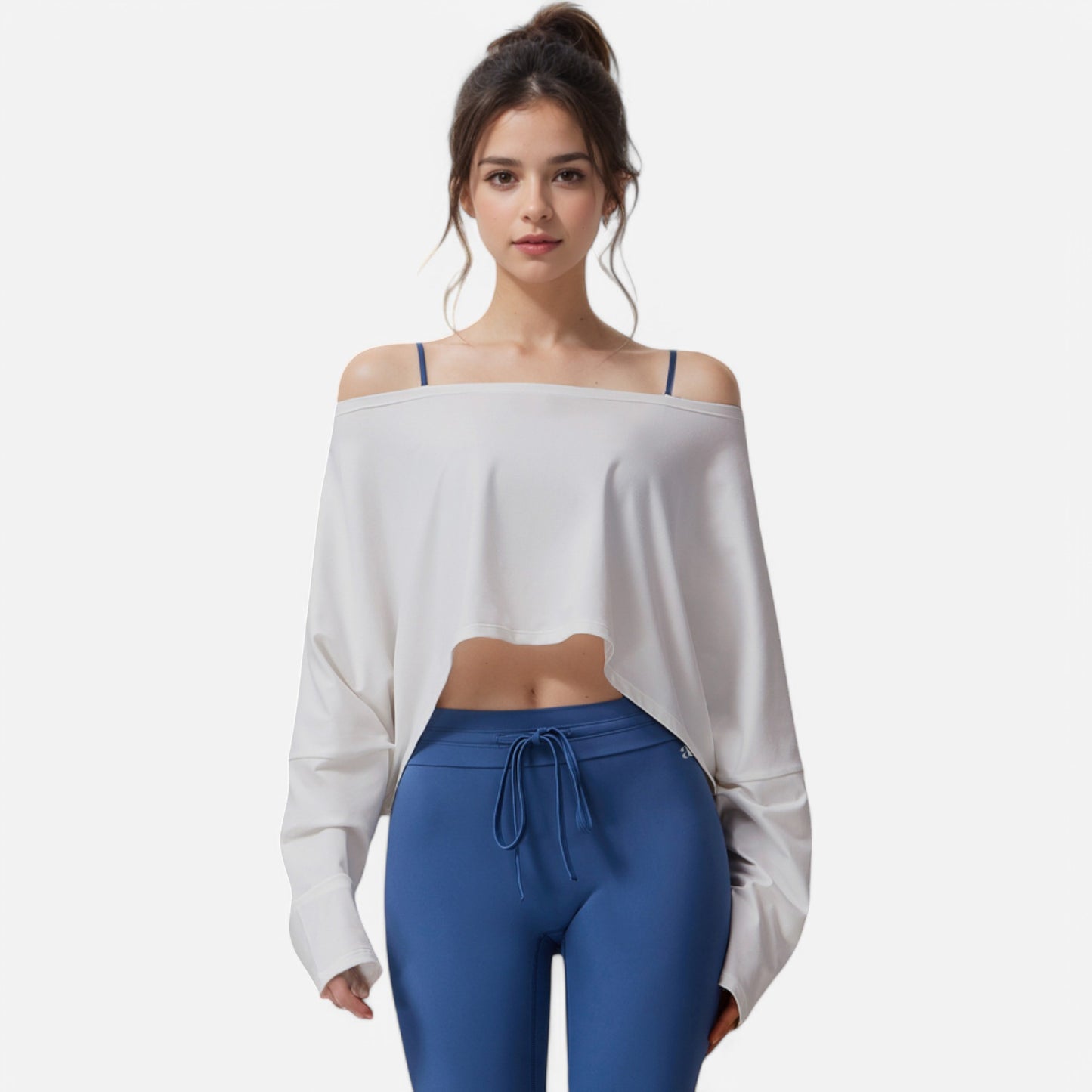 Anna-Kaci Women's Cropped Long Sleeve Pullover with Wide Boat Neck