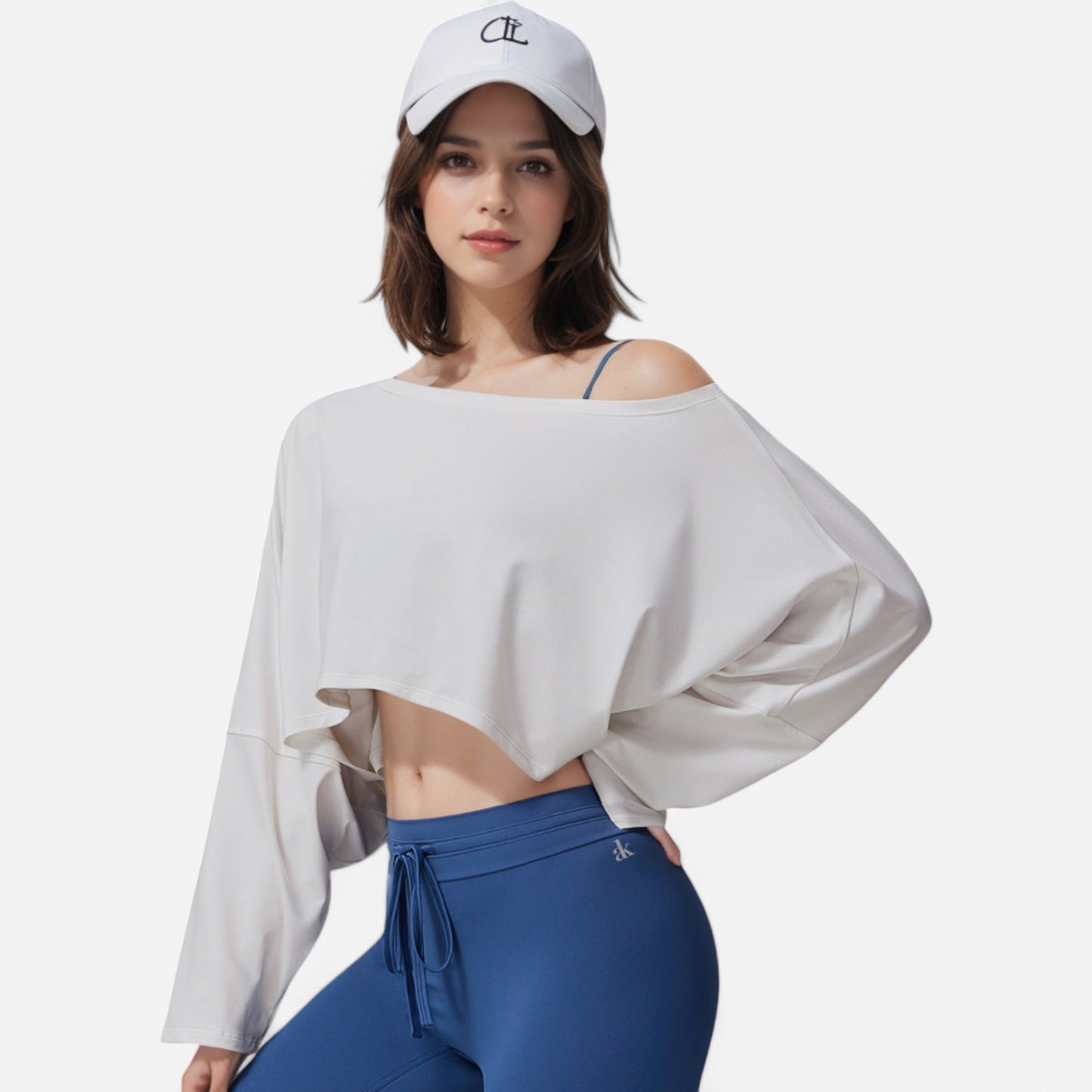 Anna-Kaci Women's Cropped Long Sleeve Pullover with Wide Boat Neck