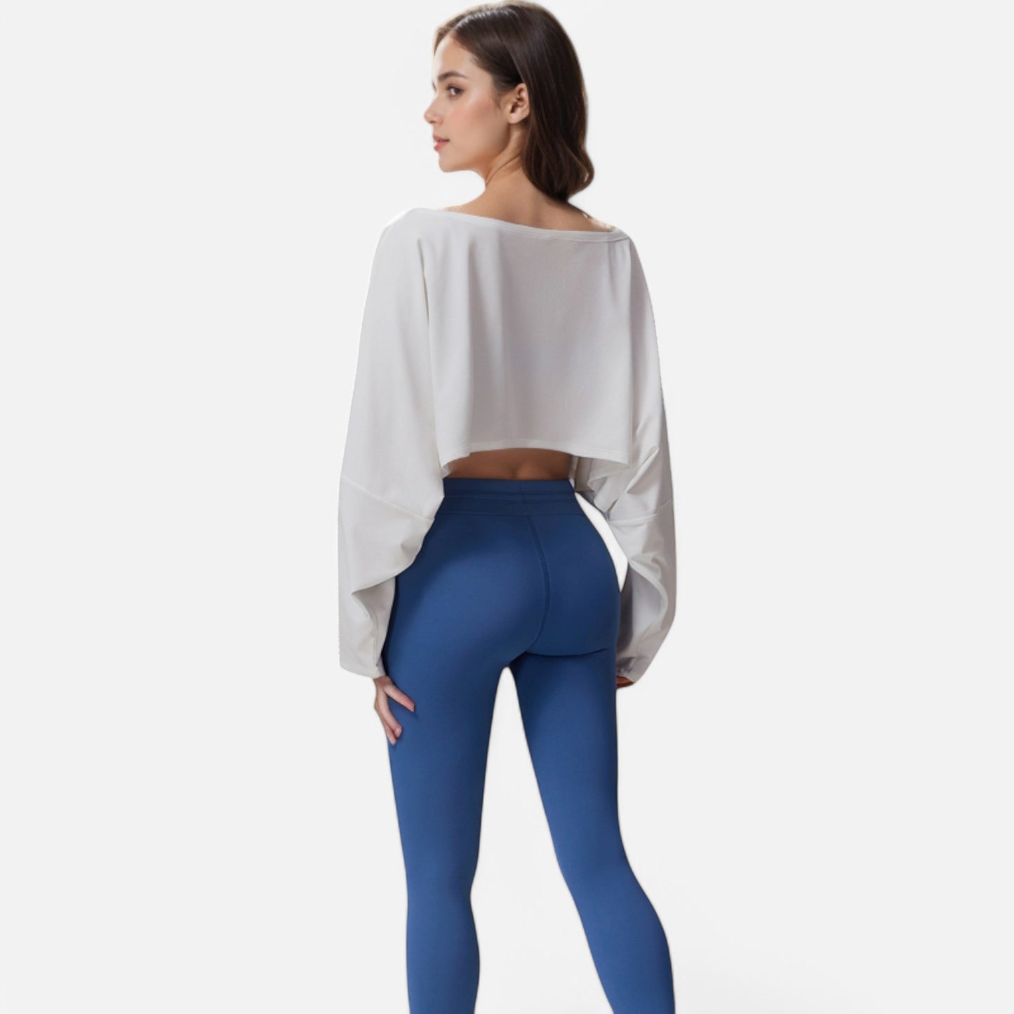 Anna-Kaci Women's Cropped Long Sleeve Pullover with Wide Boat Neck