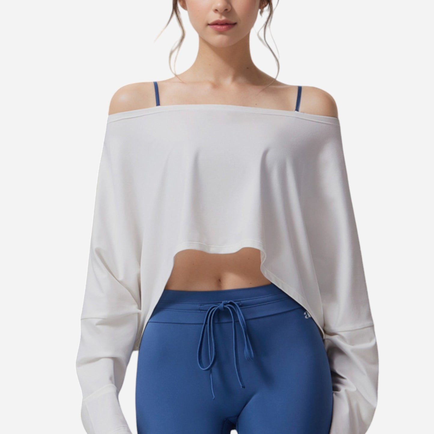 Anna-Kaci Women's Cropped Long Sleeve Pullover with Wide Boat Neck