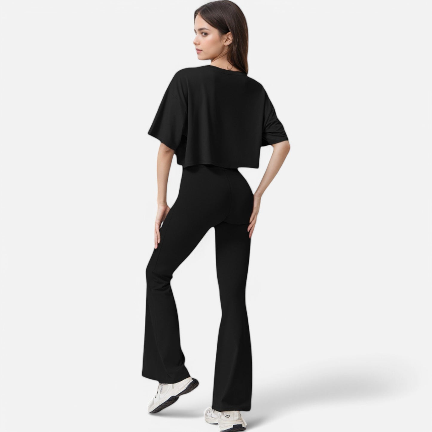 Anna-Kaci Women's High Waist Flare Athletic Pants with Drawstring Waist