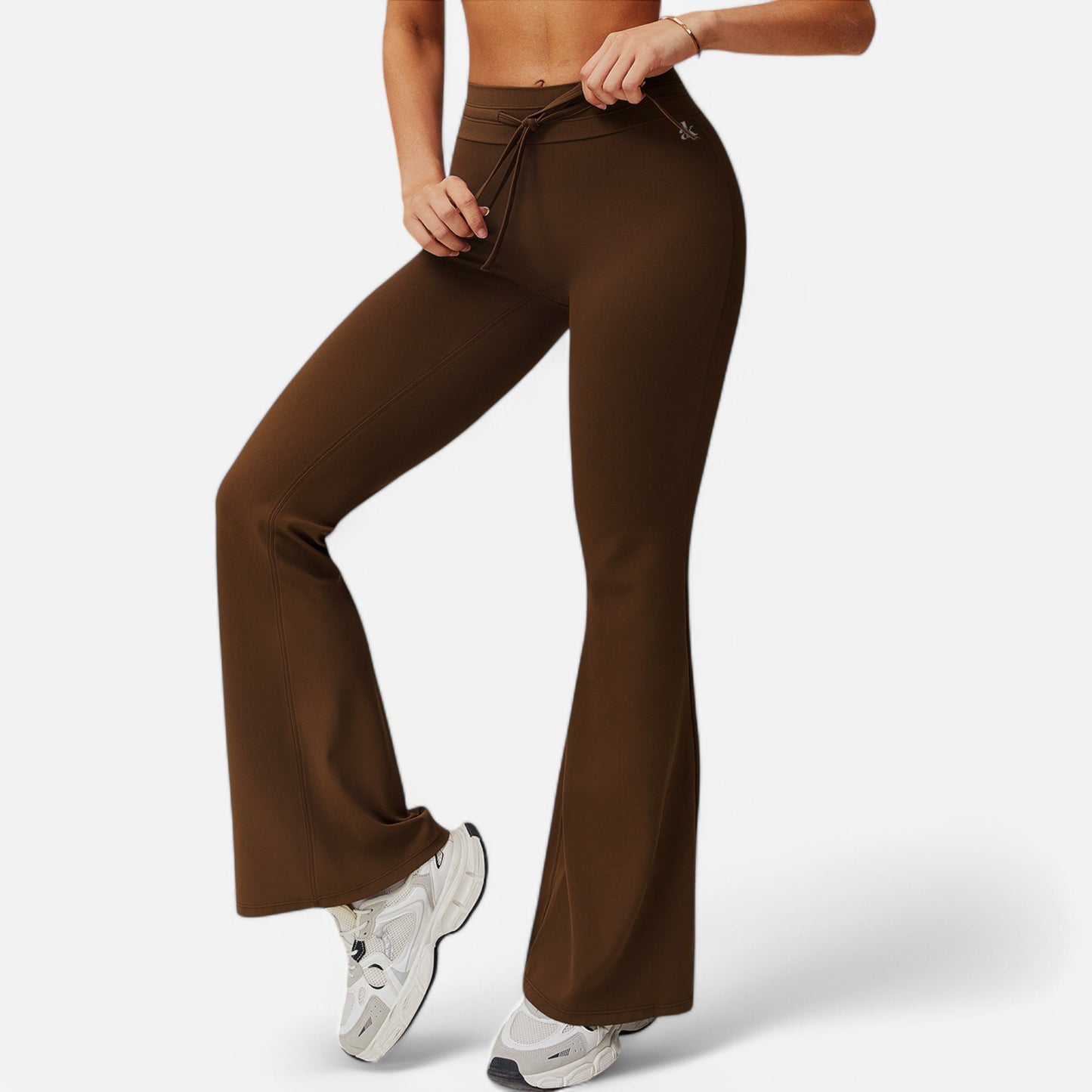 Anna-Kaci Women's High Waist Flare Athletic Pants with Drawstring Waist