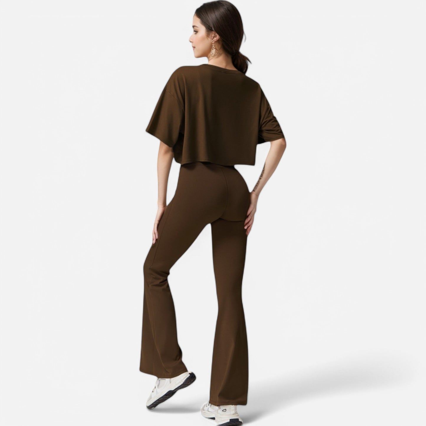 Anna-Kaci Women's High Waist Flare Athletic Pants with Drawstring Waist