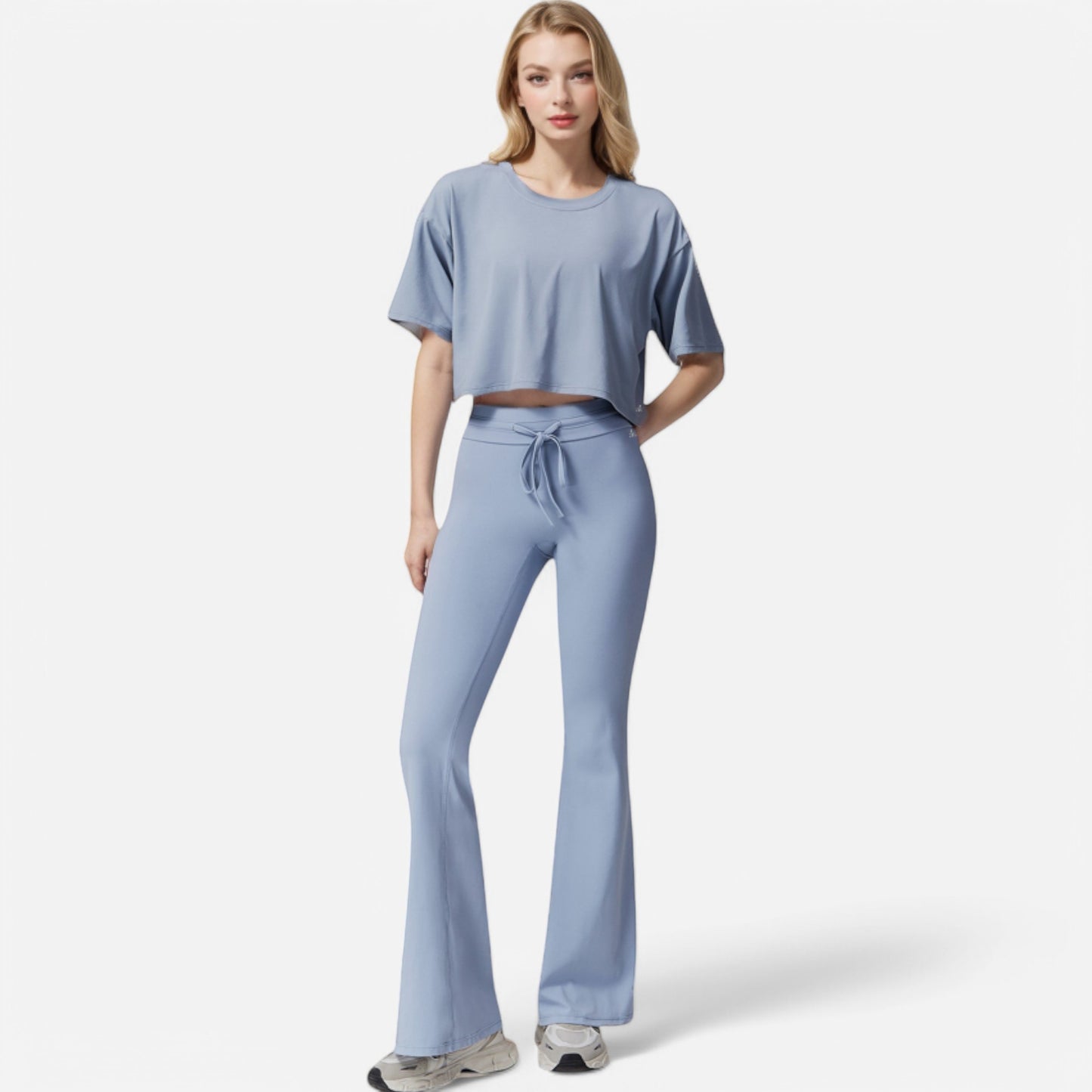 Anna-Kaci Women's High Waist Flare Athletic Pants with Drawstring Waist