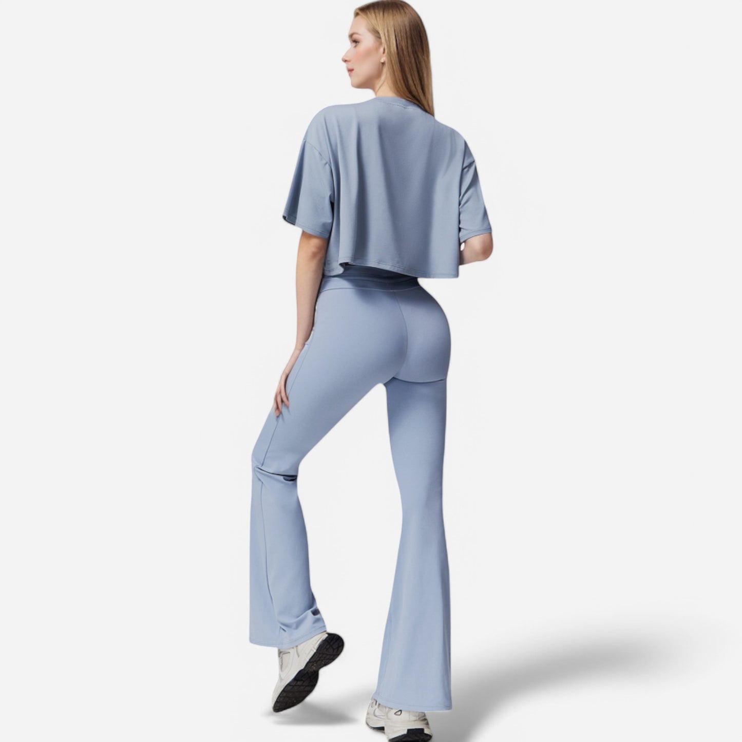 Anna-Kaci Women's High Waist Flare Athletic Pants with Drawstring Waist