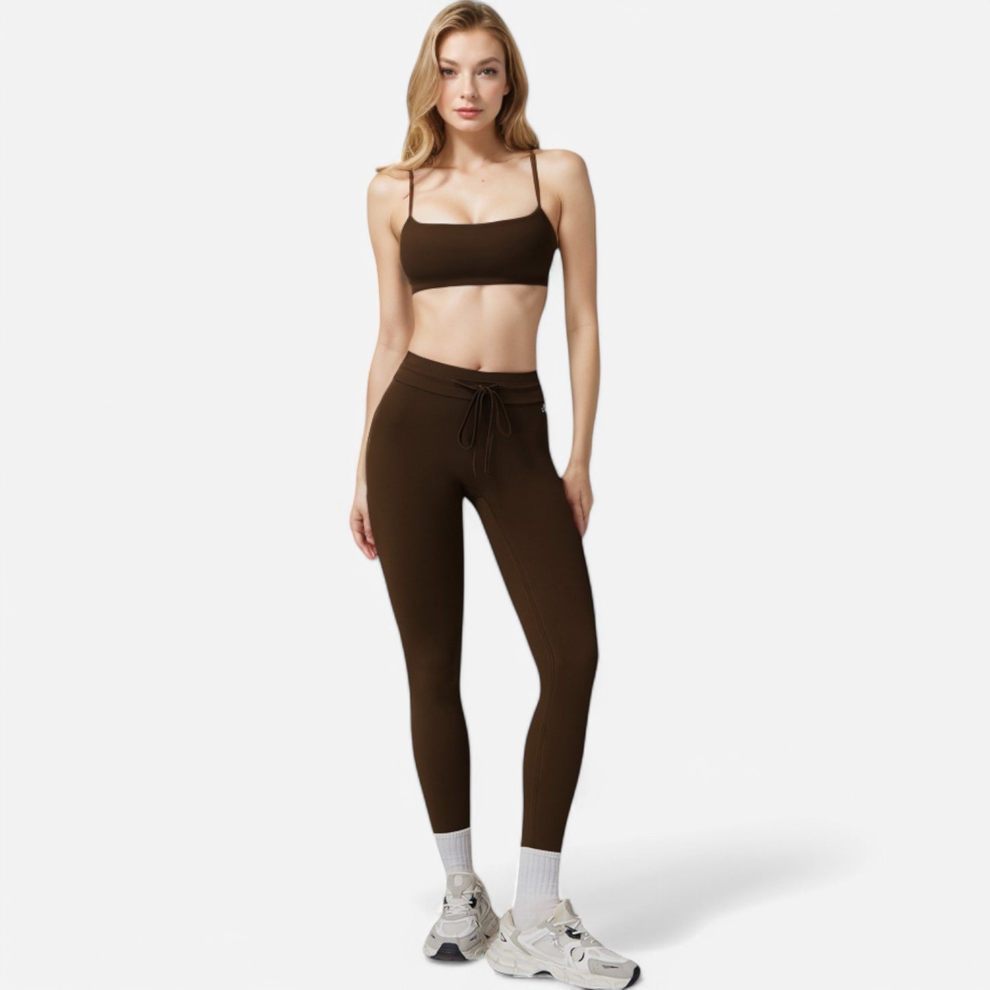 Anna-Kaci Women's High Waist Drawstring Leggings with Stretchy Fit