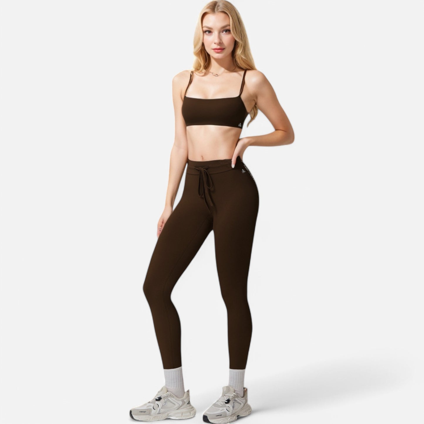 Anna-Kaci Women's High Waist Drawstring Leggings with Stretchy Fit