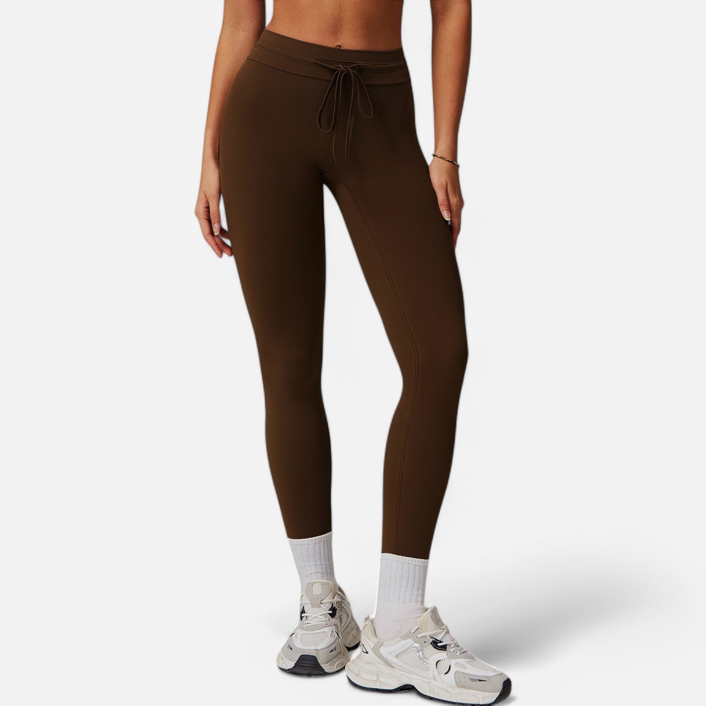Anna-Kaci Women's High Waist Drawstring Leggings with Stretchy Fit