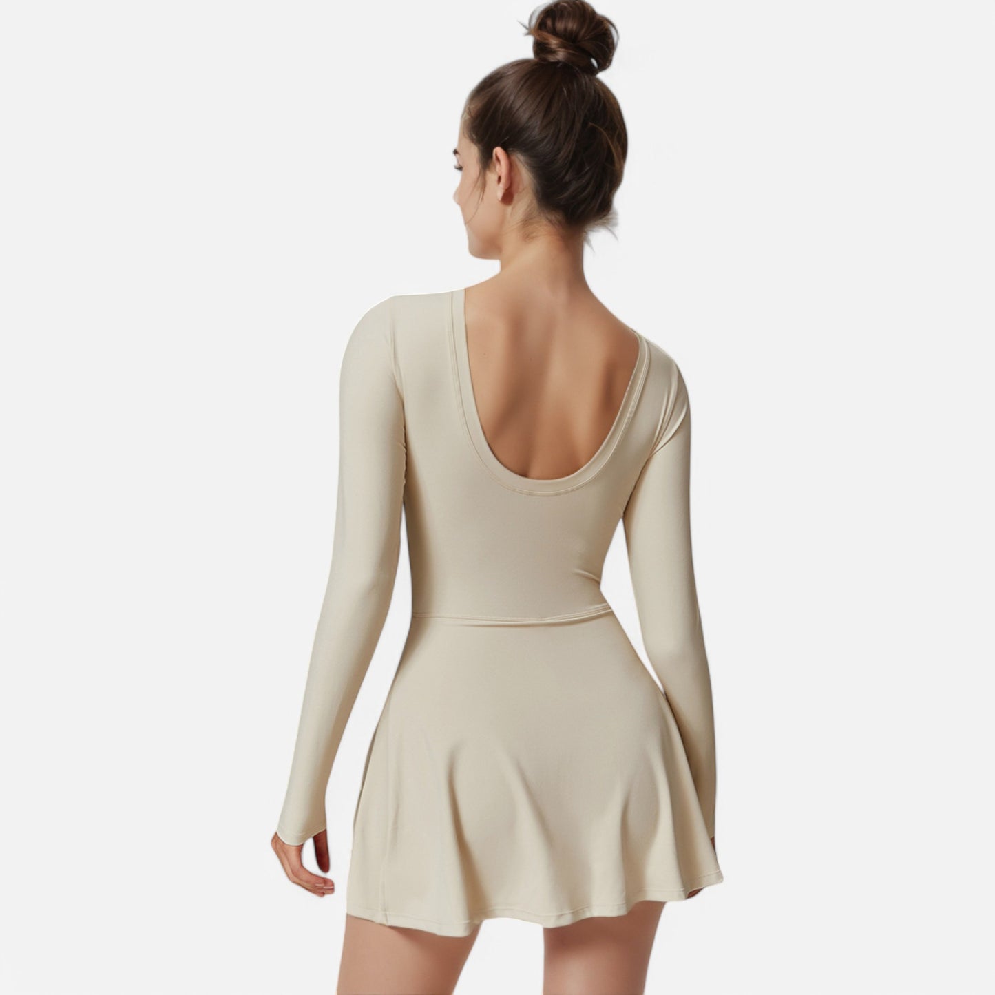 Anna-Kaci Women's Long Sleeve Bodysuit with Wrap Skirt Overlay