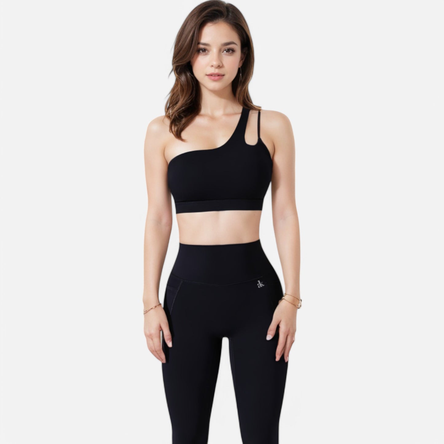 Anna-Kaci Women's One Shoulder Cutout Sports Bra