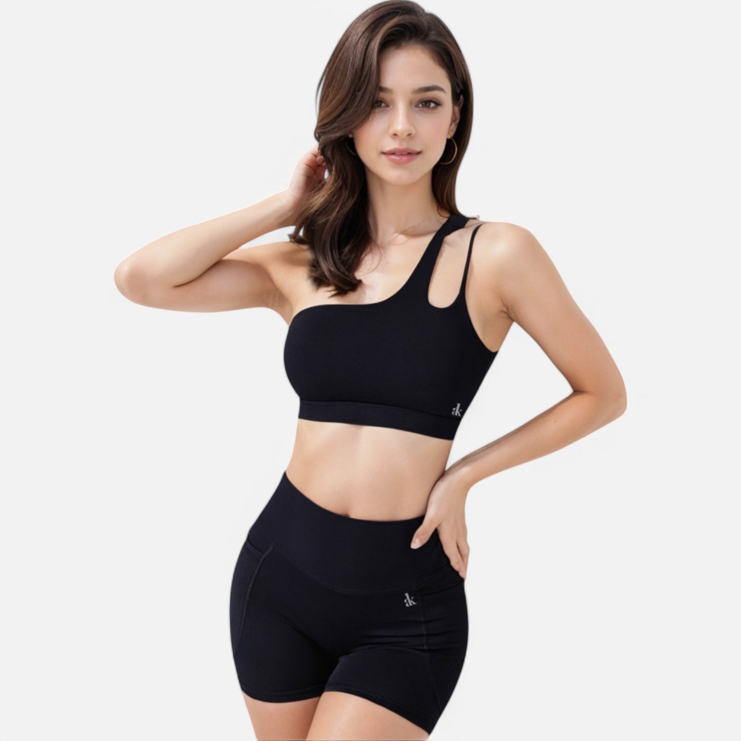 Anna-Kaci Women's One Shoulder Cutout Sports Bra