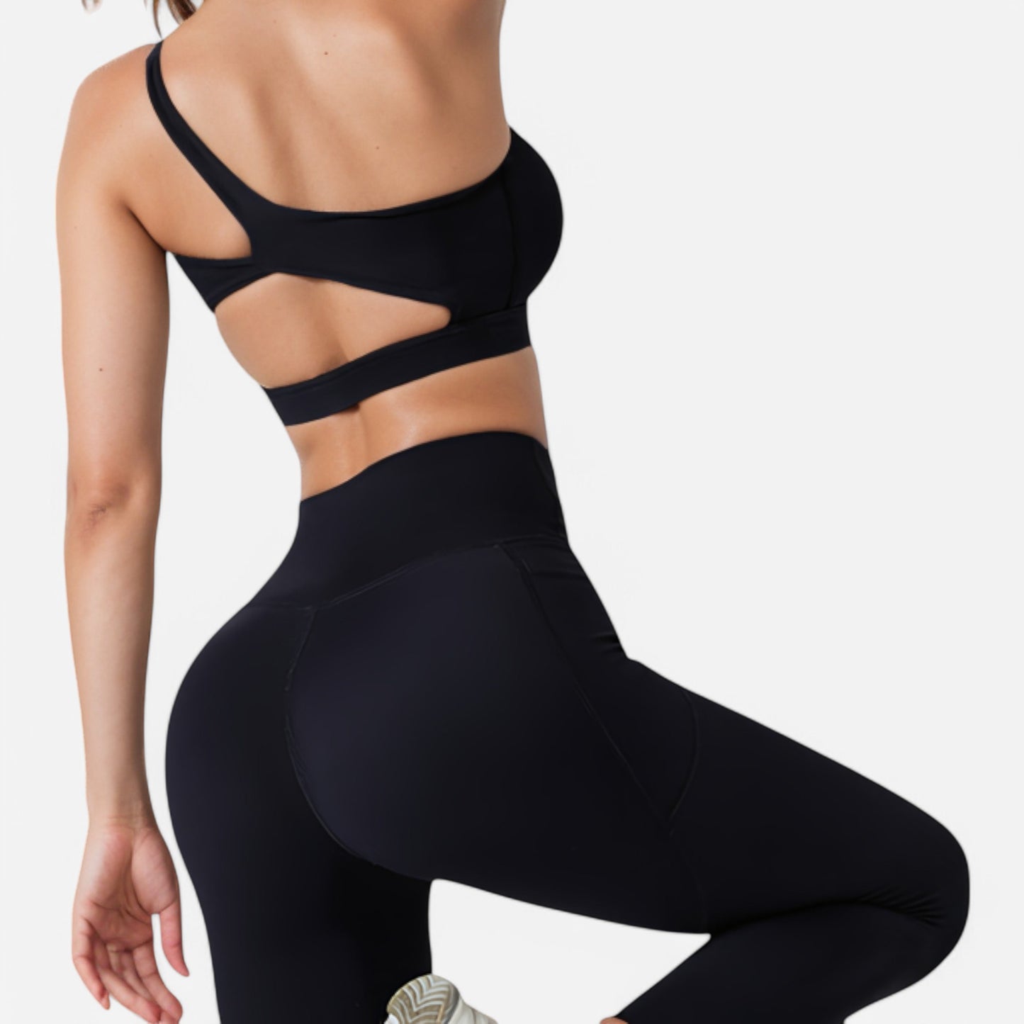 Anna-Kaci Women's One Shoulder Cutout Sports Bra