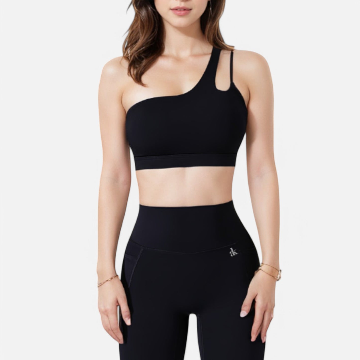 Anna-Kaci Women's One Shoulder Cutout Sports Bra